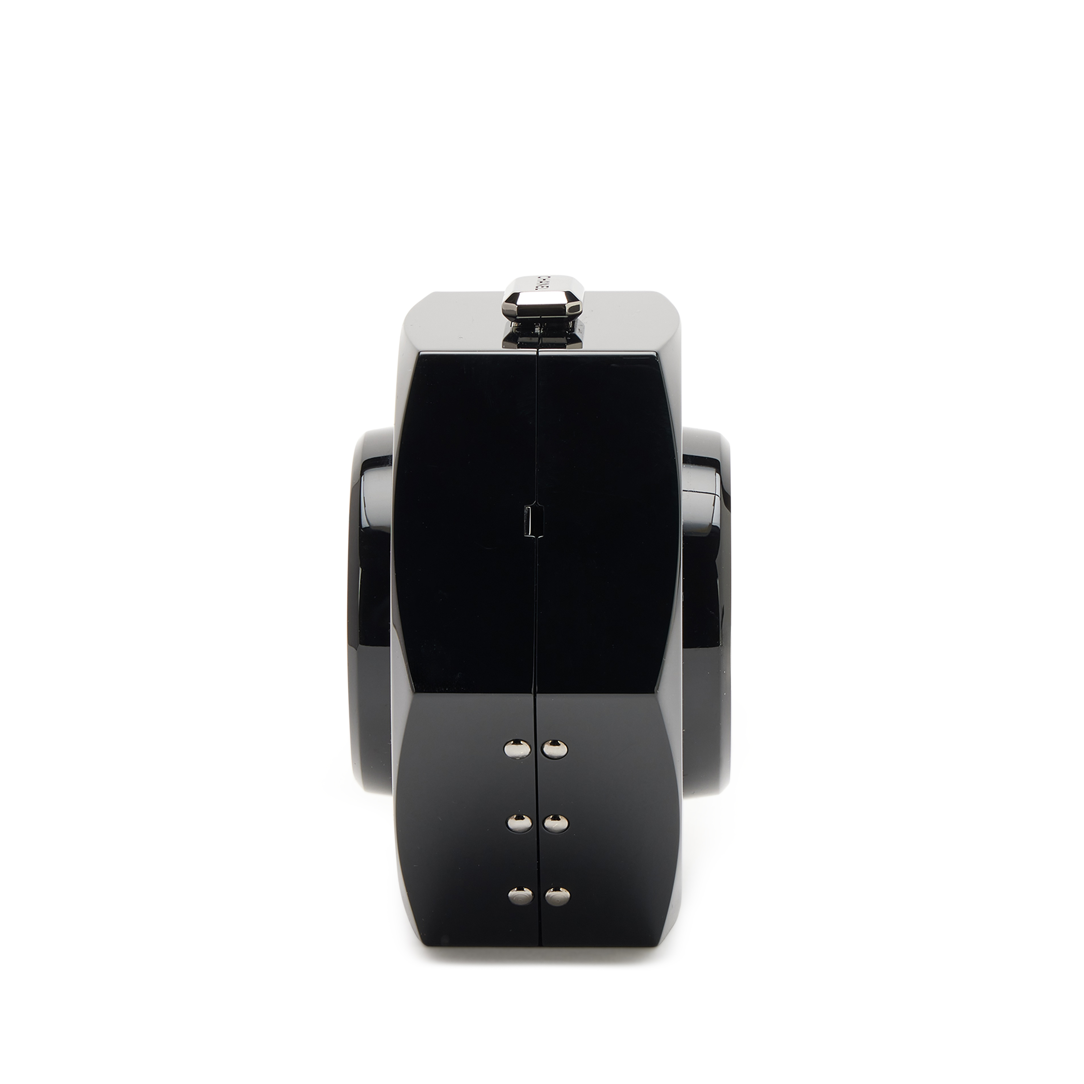 Chanel Black Plexiglass Octagon CC Minaudière Clutch Ruthenium