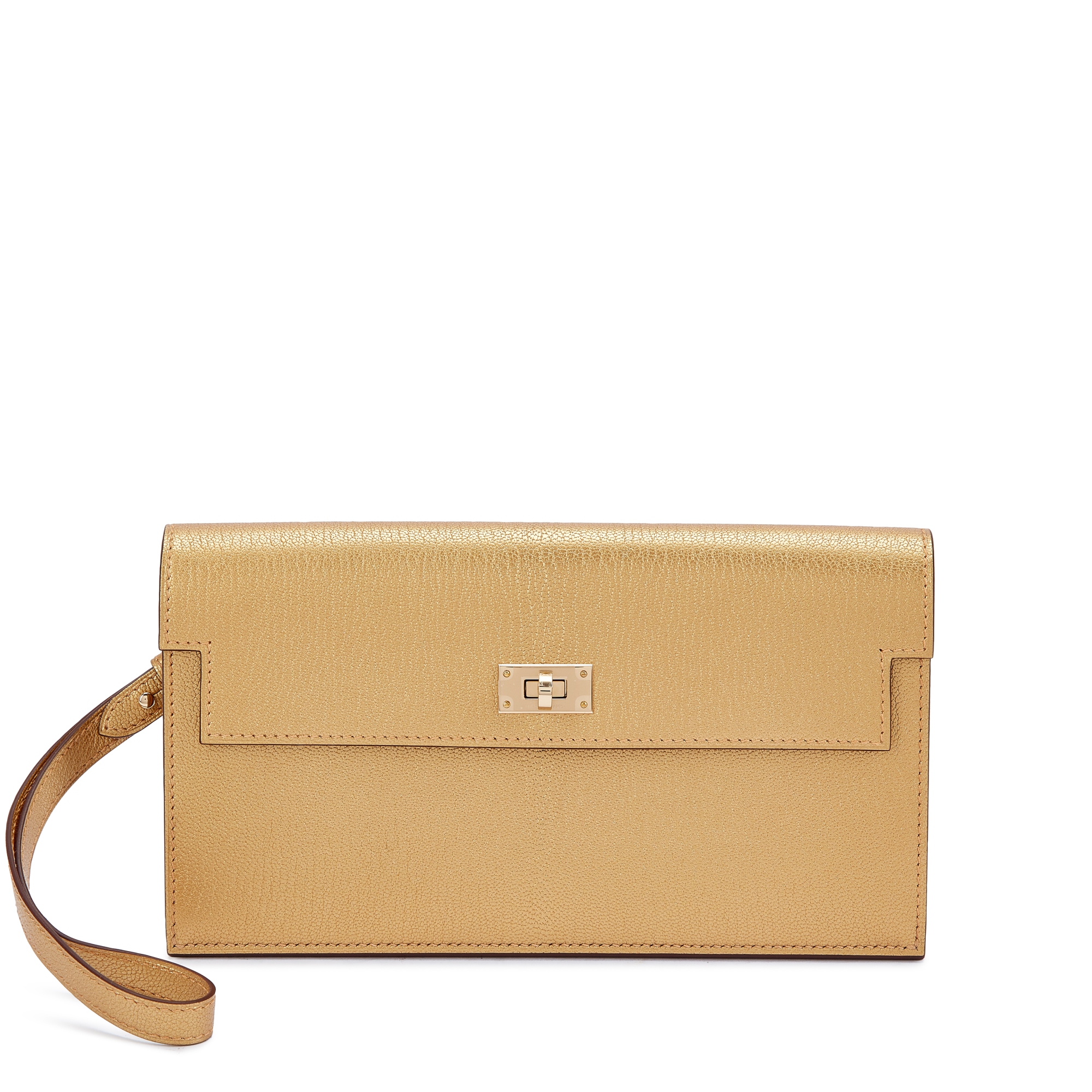 Hermès Dore Chamkilight Metallic Kelly Pocket Long Wallet