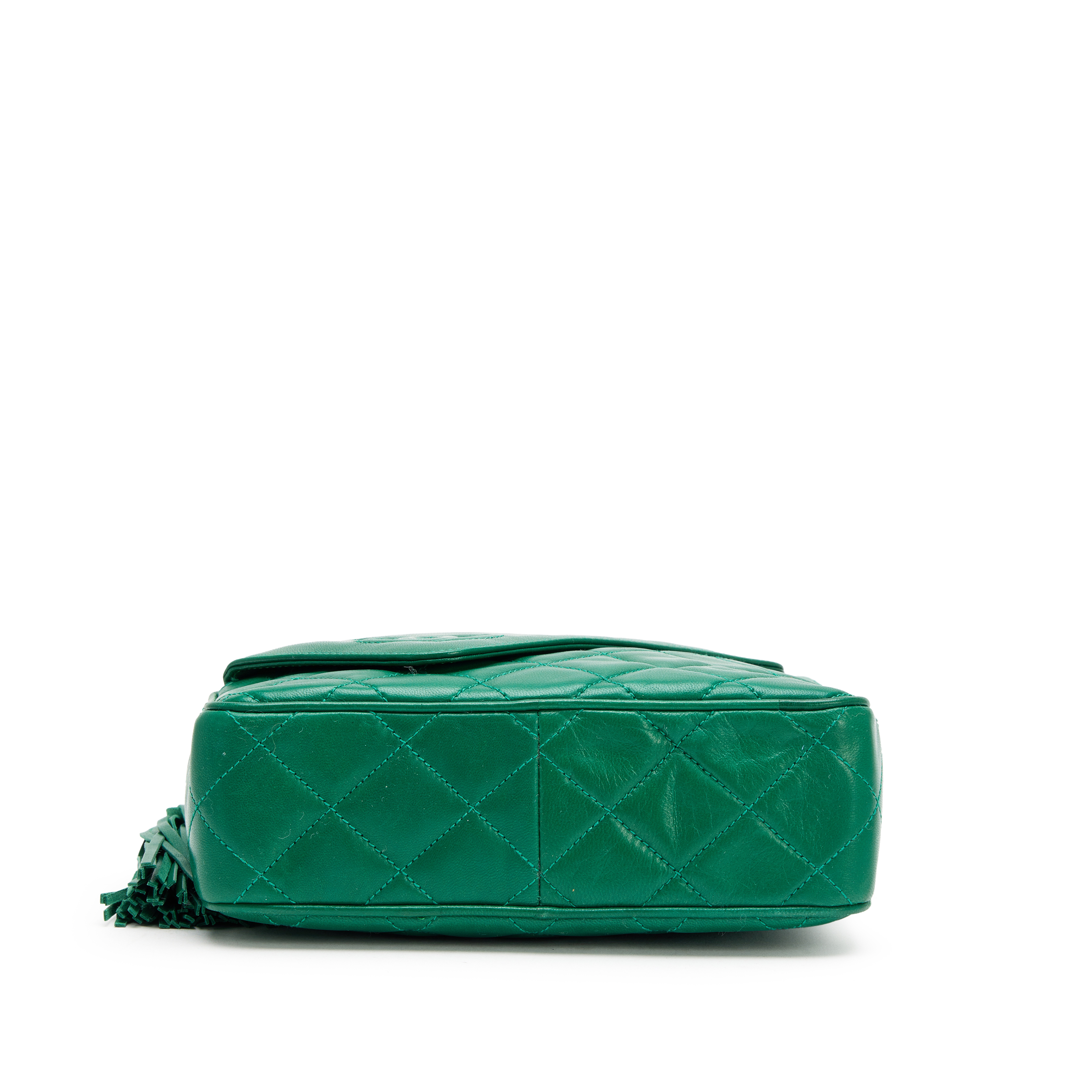 Chanel Vintage Vintage Emerald Green Quilted Lambskin Front Pocket