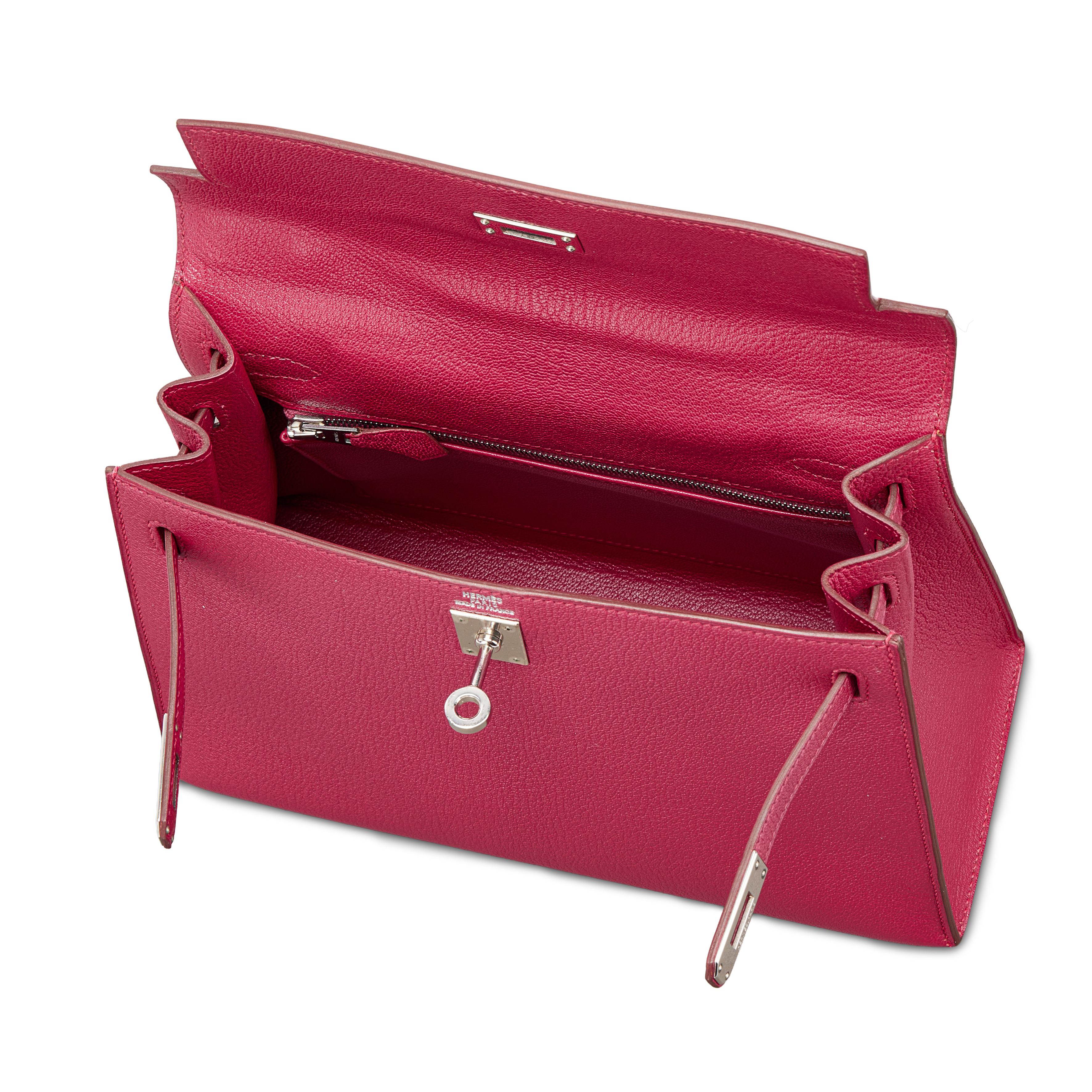Hermès Fuchsia Chèvre Kelly 25 Sellier Palladium Hardware, 2002