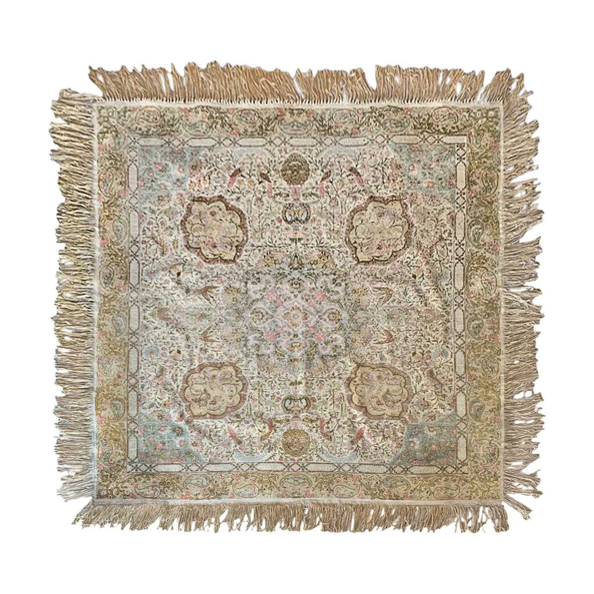Vintage Turkish Hand-Knotted Love Birds Rug 4'10