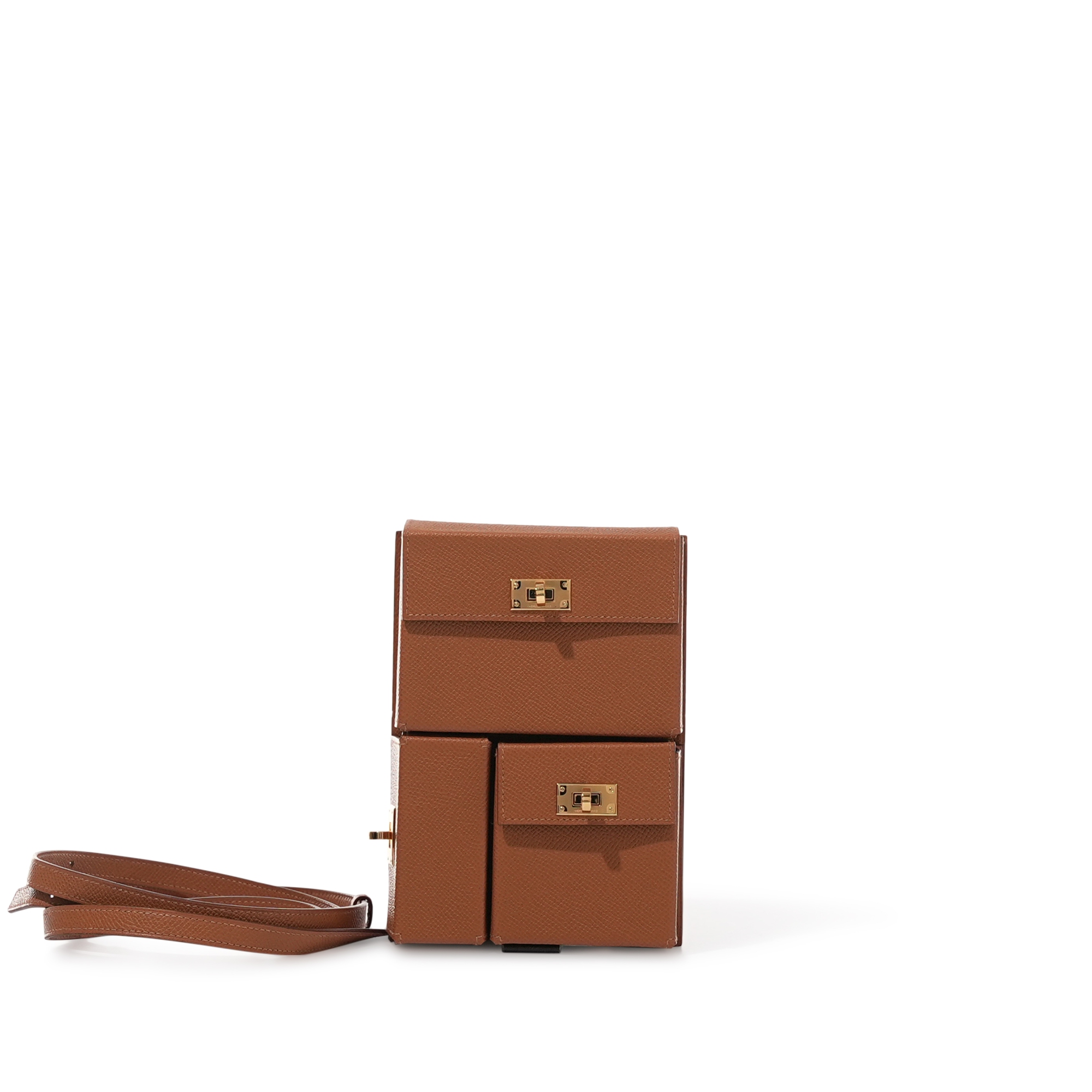 Hermès Gold Epsom Kelly Multipocket To Go Pouch Gold Hardware