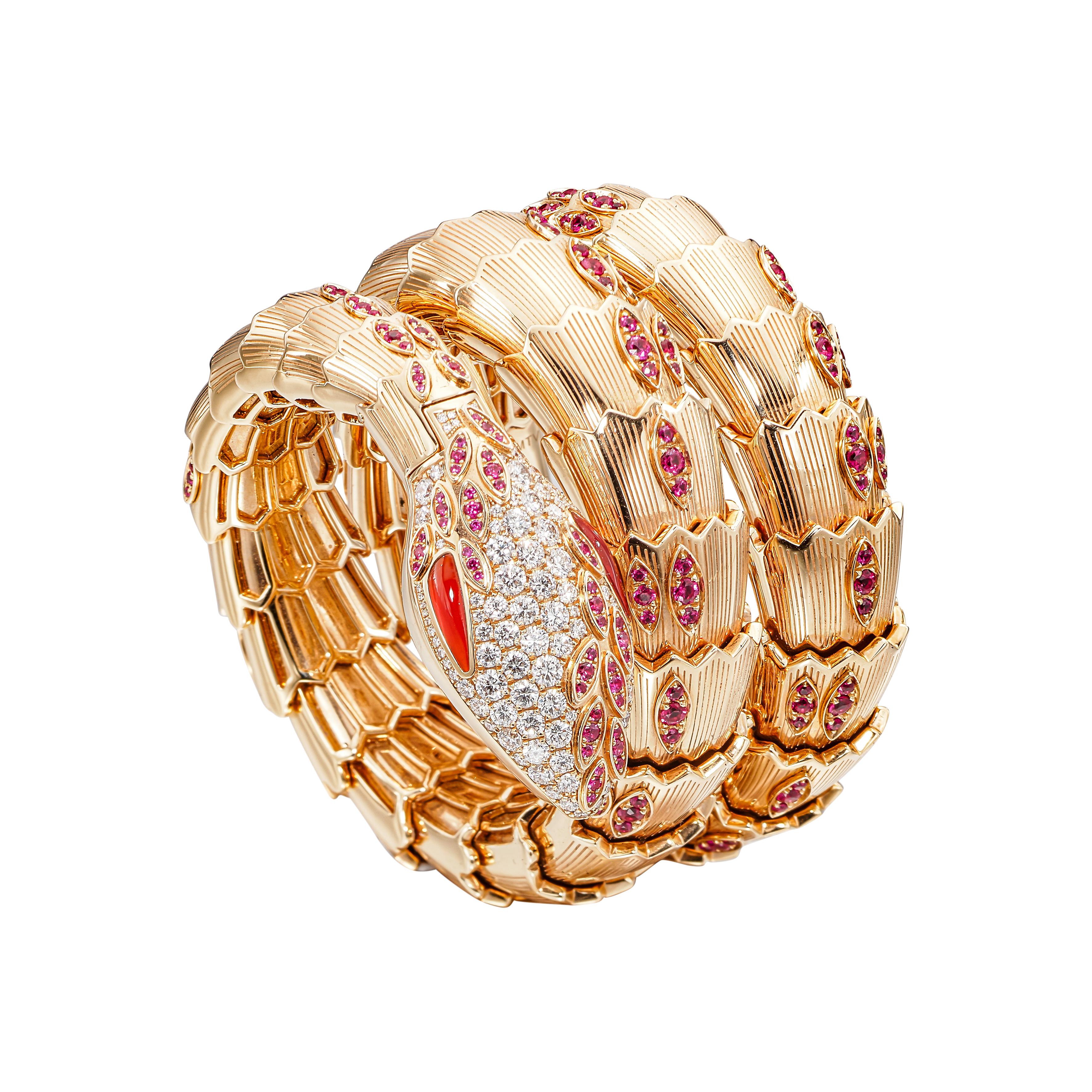 Serpenti Wrap Bracelet Watch – Gold Tone / Burgundy Dial ✨ BVLGARI Serpenti Seduttori 18K Yellow Gold & Diamond  main image 3