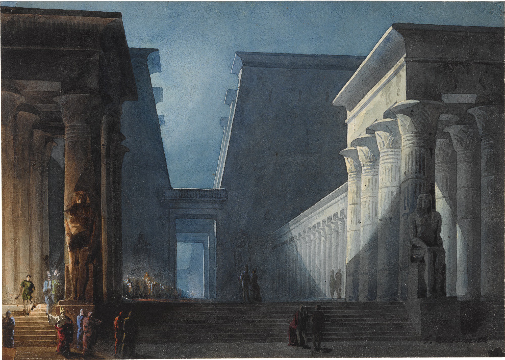 GIOVANNI ZUCCARELLI FOUR SET DESIGNS A) A STAGE DESIGN FOR