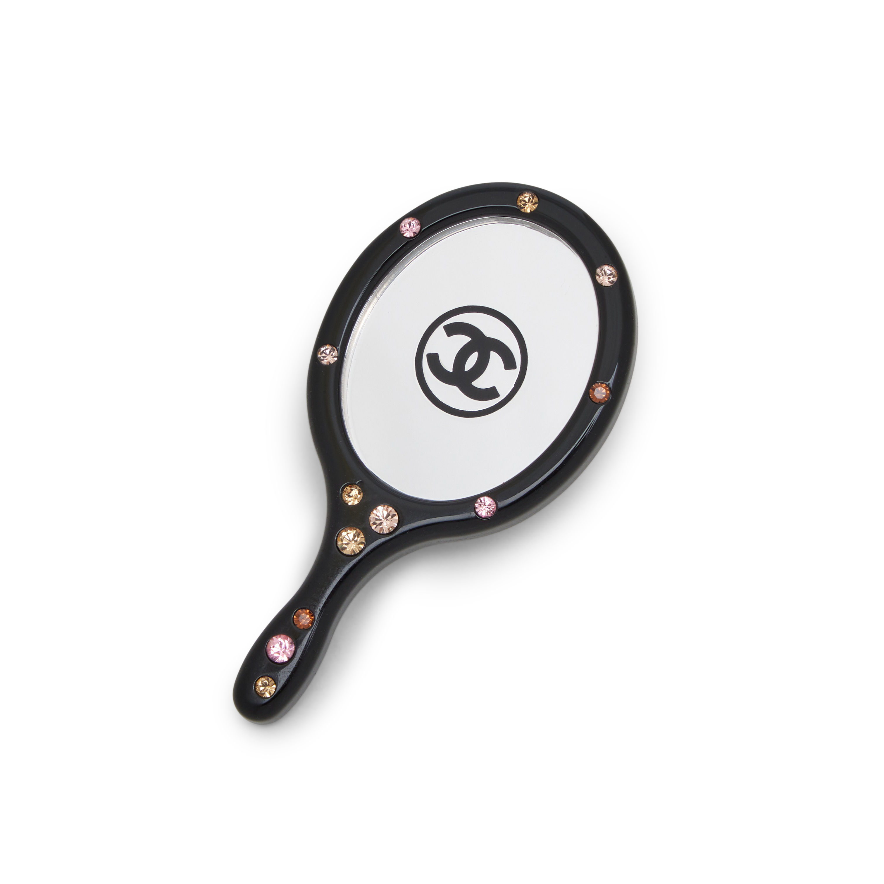 CHANEL ミラー Chanel Black Tortoiseshell And Multicolor Rhinestone Miniature