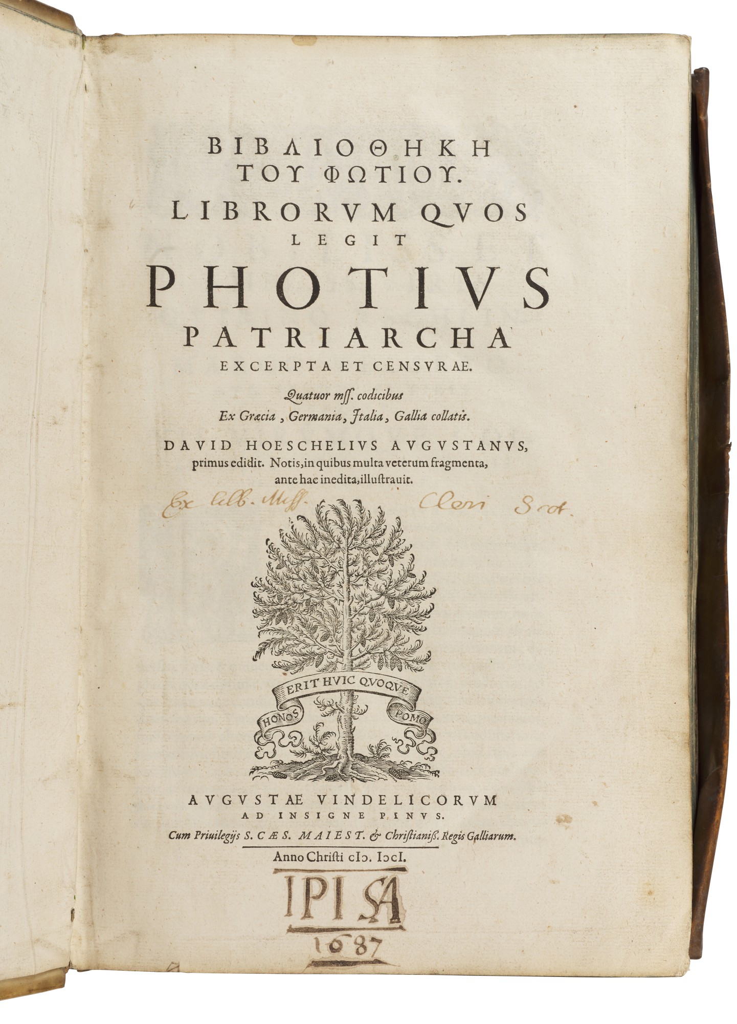 Photius, Myriobiblon, Augsburg, 1601, contemporary vellum Antiquarian