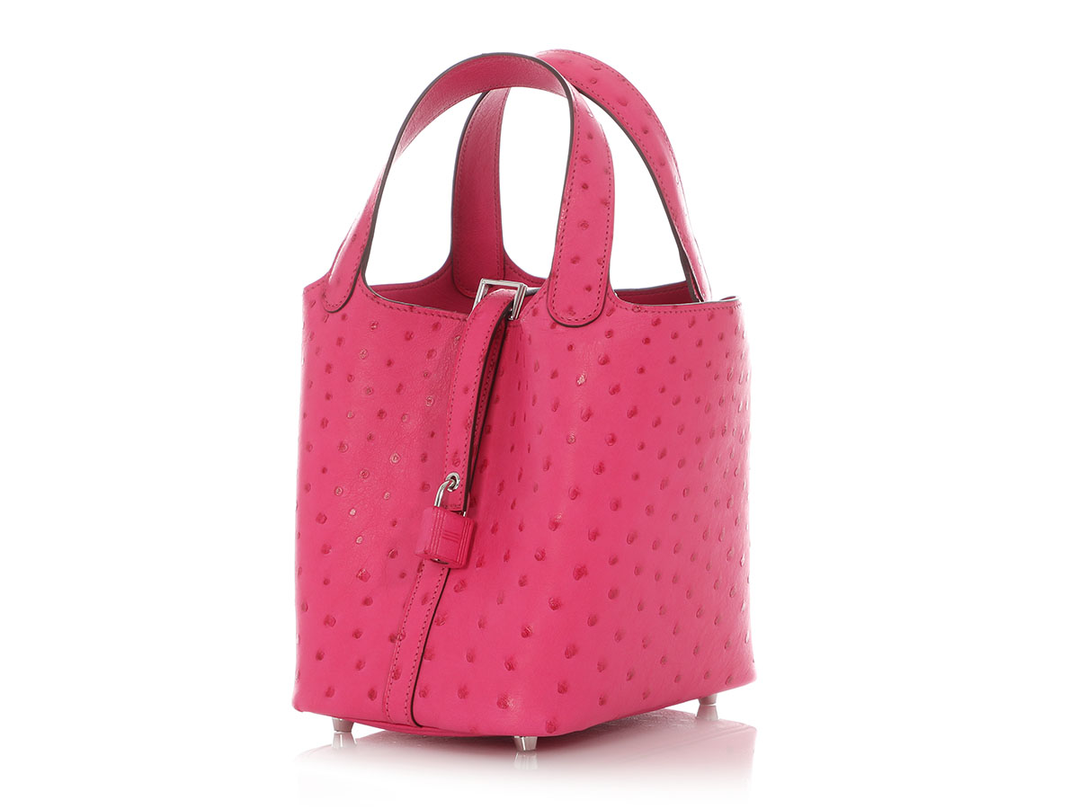Hermès Rose Pourpre Ostrich Picotin Lock 18 Palladium Hardware