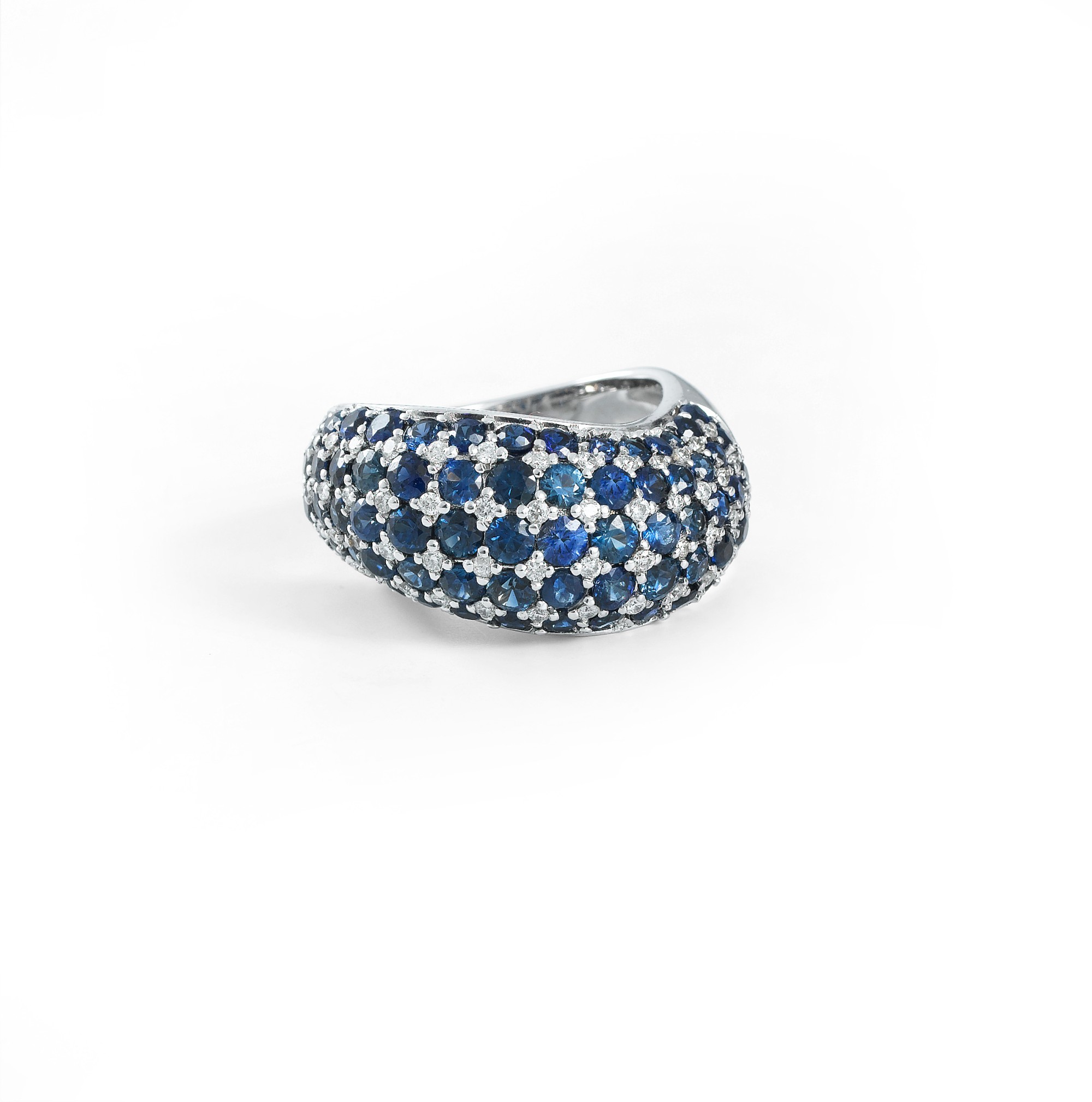 Bague Or 18k Jaune - Saphirs Et Diamants - Taille 49/50 - Style Art Déco - Occasion TB