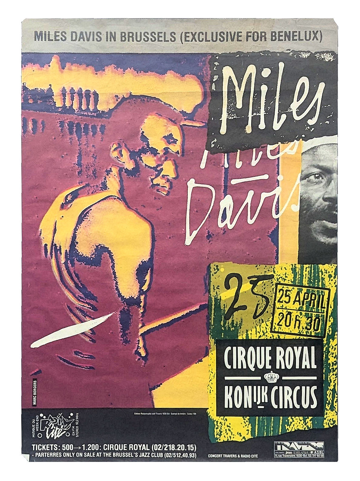 Marc Borgers Vintage Belgian Miles Davis Concert Poster Available