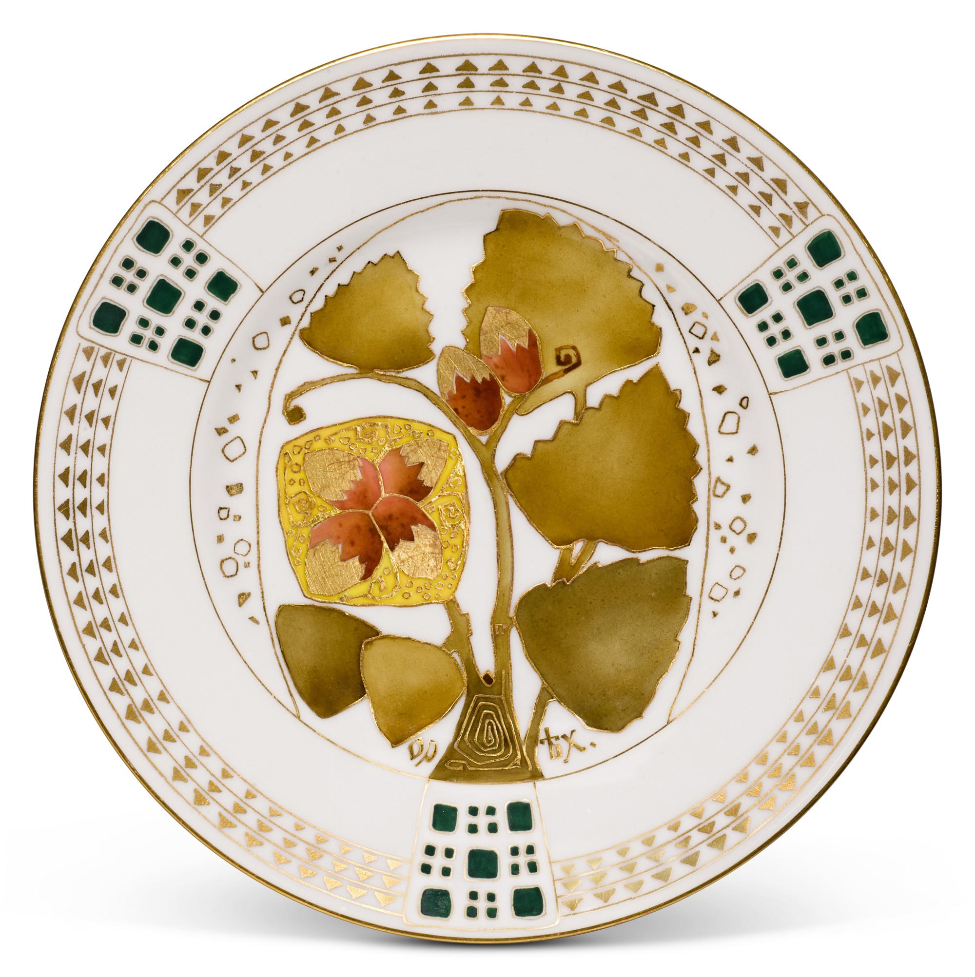 A set of six porcelain dessert plates, Kornilov Brothers Porcelain