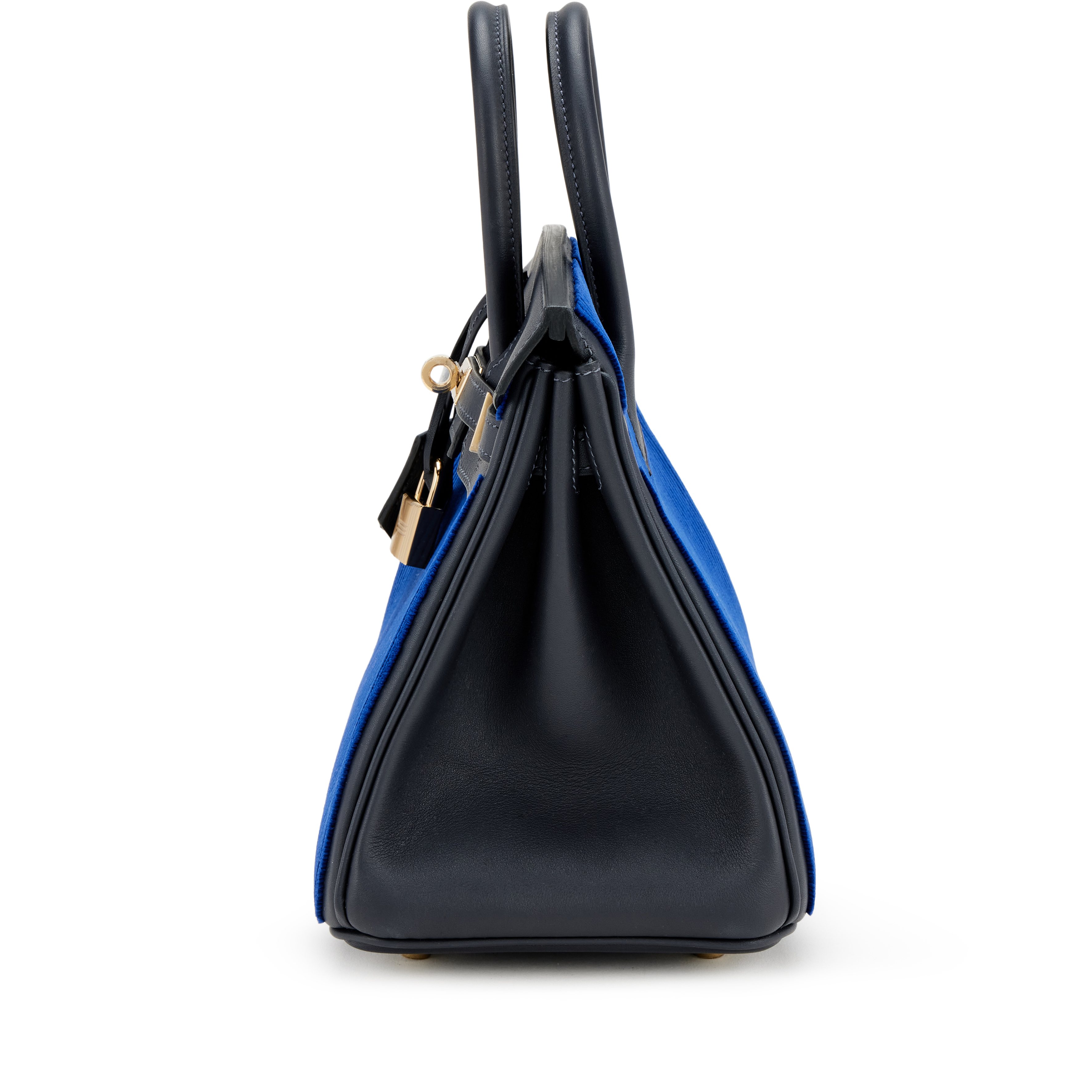 Hermès Bleu Saphir Tuffetage And Caban Swift Birkin 25 Gold