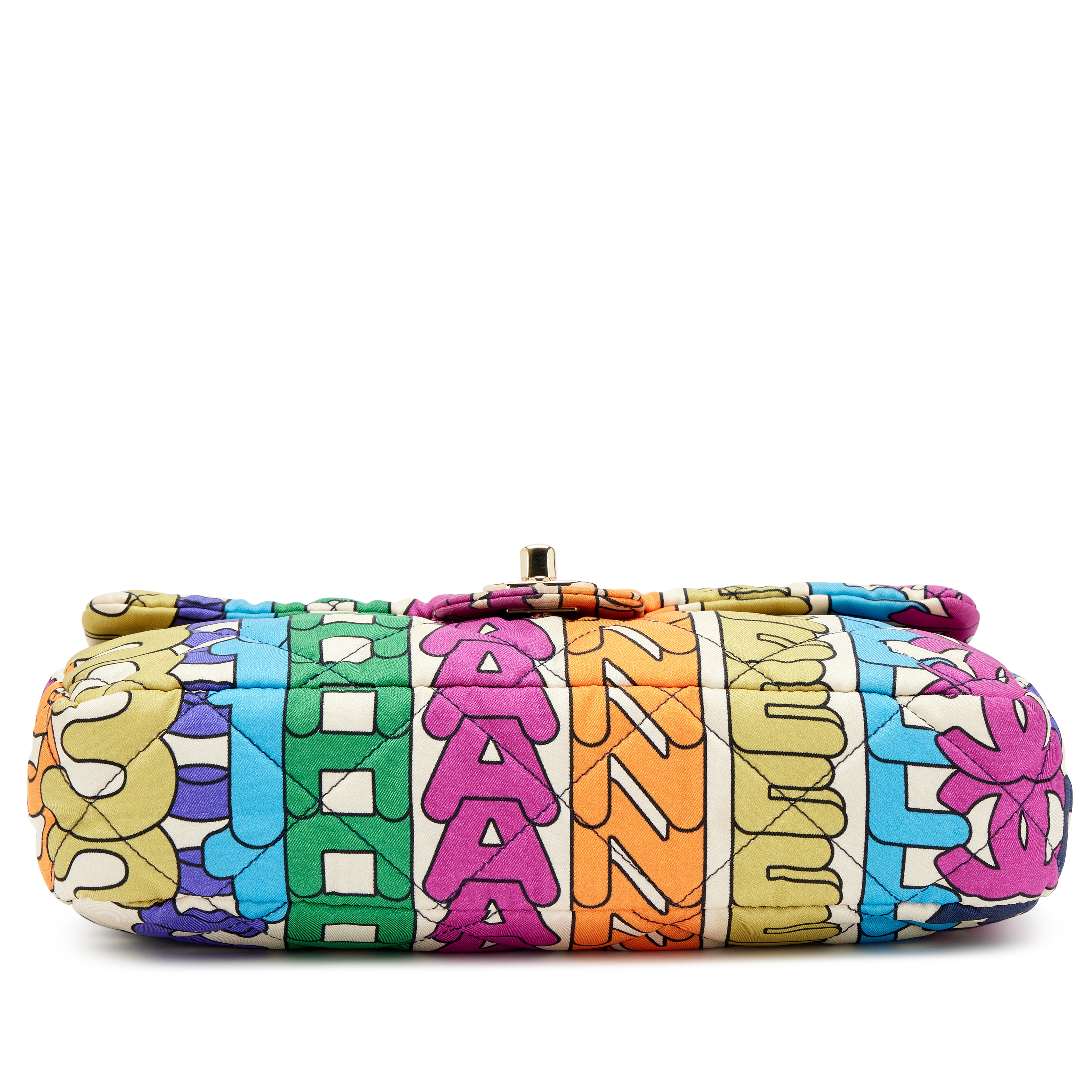 Chanel Rainbow Quilted Nylon Medium CC Letter Logo Flap Bag Light
