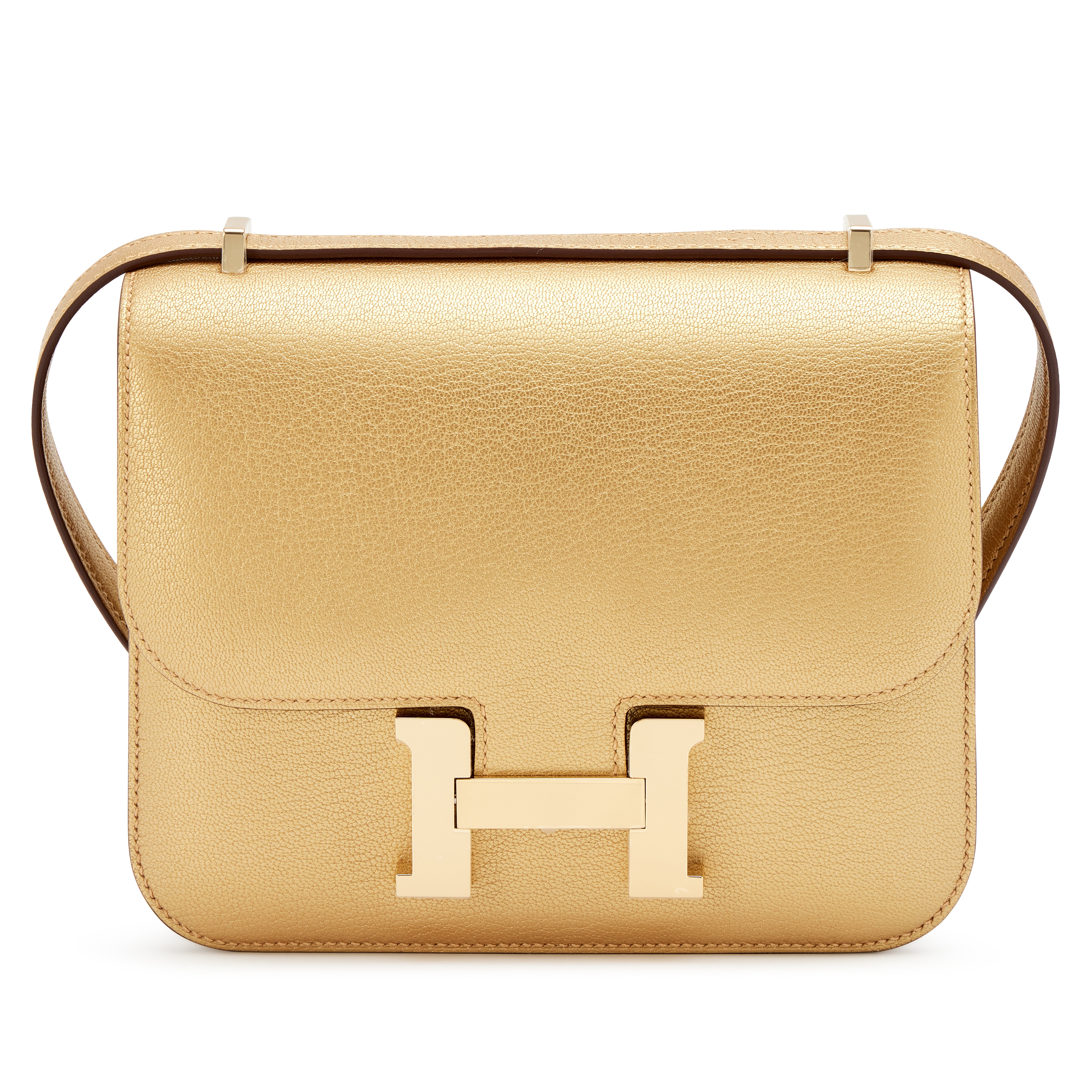 Hermès Dore Chèvre Chamkilight Metallic Mini Constance 18