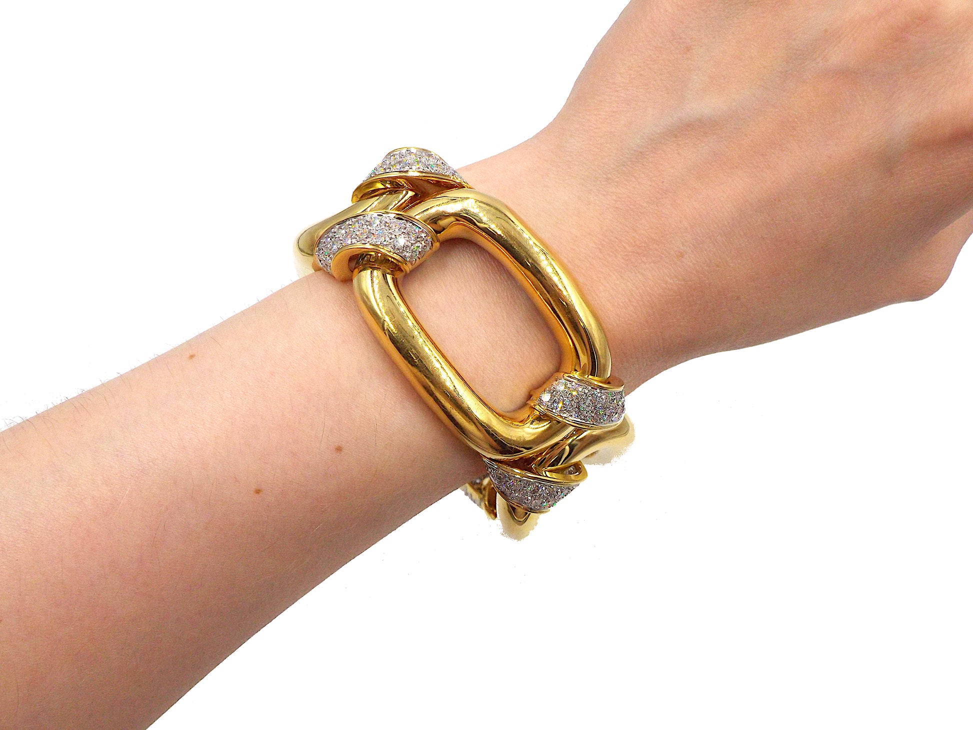 Gold, Platinum, and Diamond Link Bracelet - Image 3