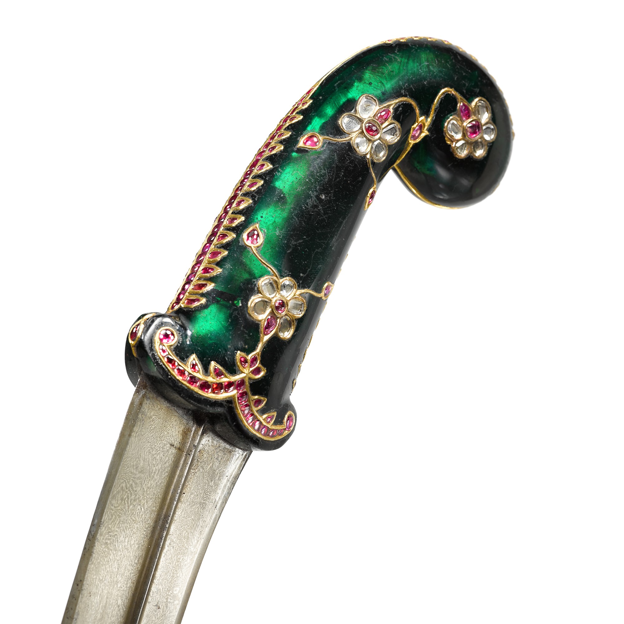 A Mughal gem-set glass-hilted dagger and scabbard, India, 18th century ...
