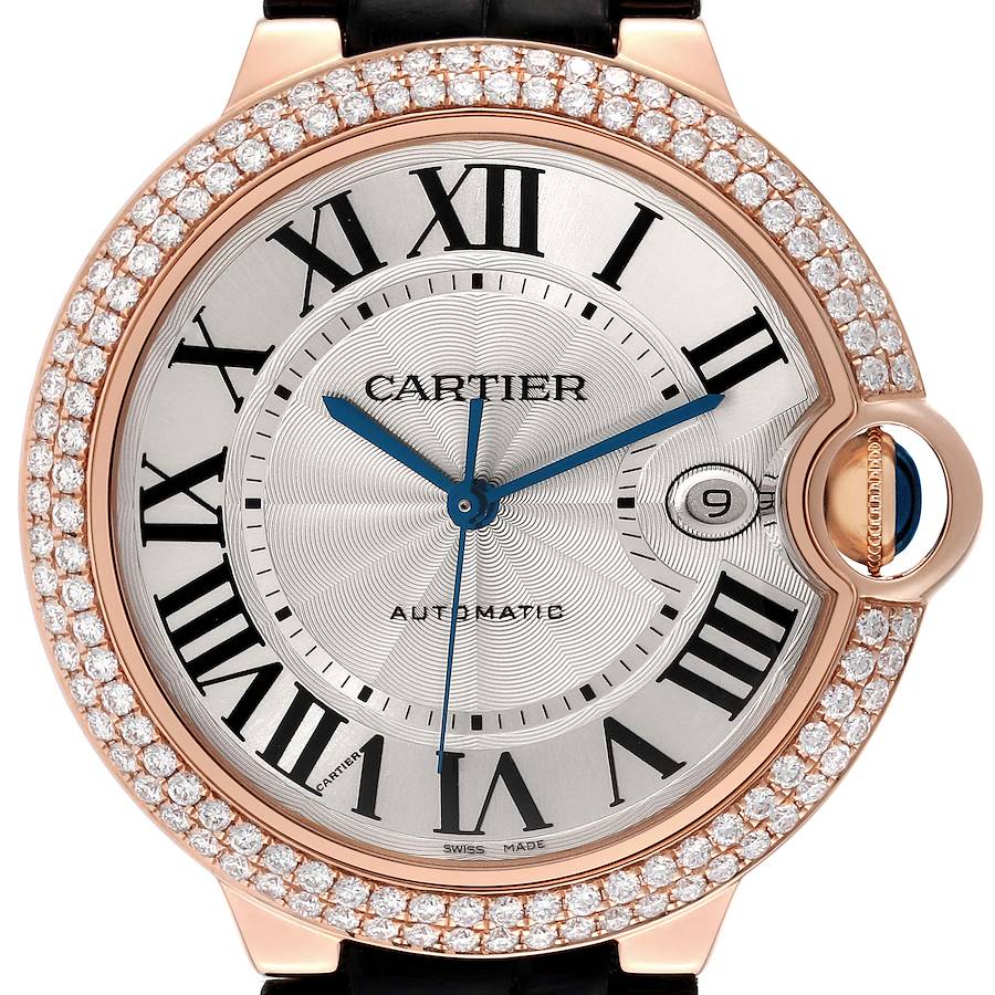 Cartier Ballon Bleu (Reference WE900851). A rose gold diamond-set automatic wristwatch with date. 2022 - Image 2