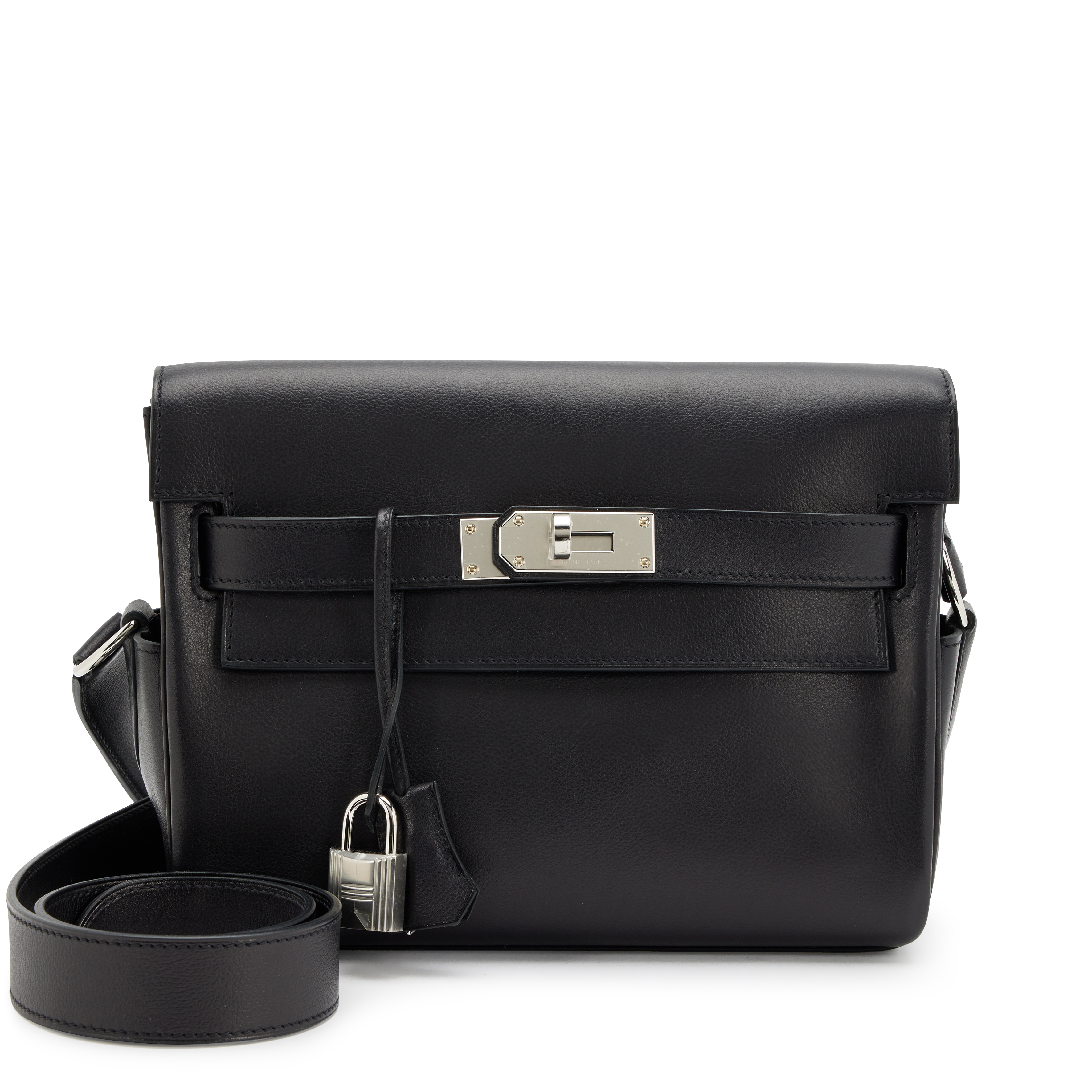 Hermès Black Evergrain Kelly Messenger PM Palladium Hardware
