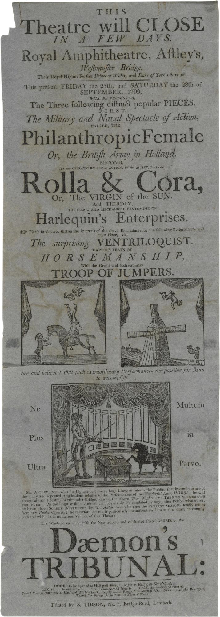 Astley, Philip The final performance of Astley's "Wonderful Little