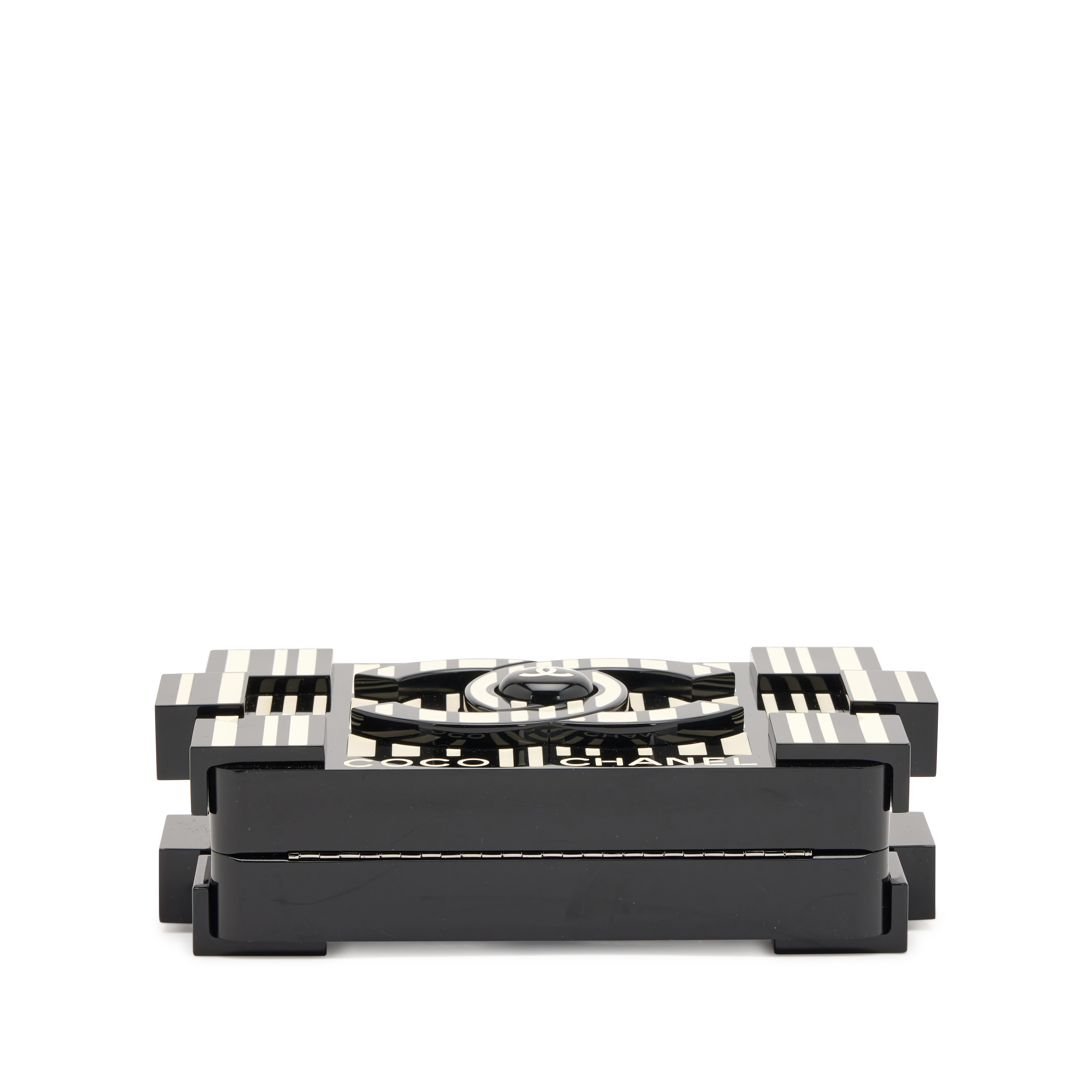 Black and Cream White Striped Plexiglass Supermarket Boy Brick Barcode Lego Minaudiere Clutch Ruthenium Hardware, 2014 - Image 5
