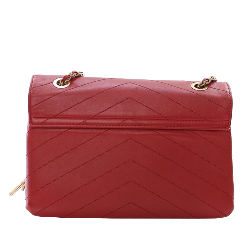 Chanel Red Quilted Calfskin Small Coco Chevron Envelope Flap