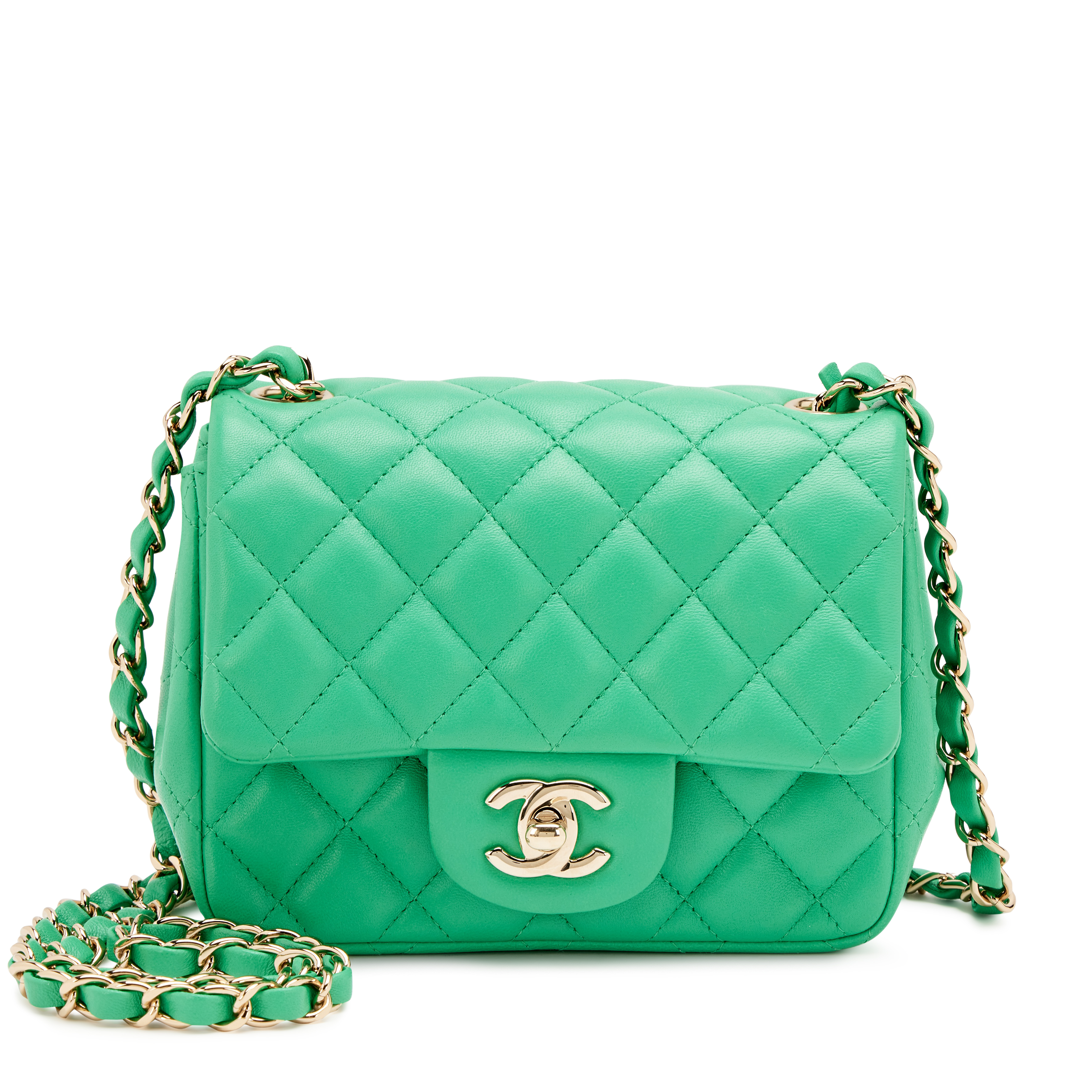 Chanel Backpack Quilted Square Chain Green Lambskin Chanel Lambskin Quilted Mini Rectangular Flap Green 1908514  main image 4