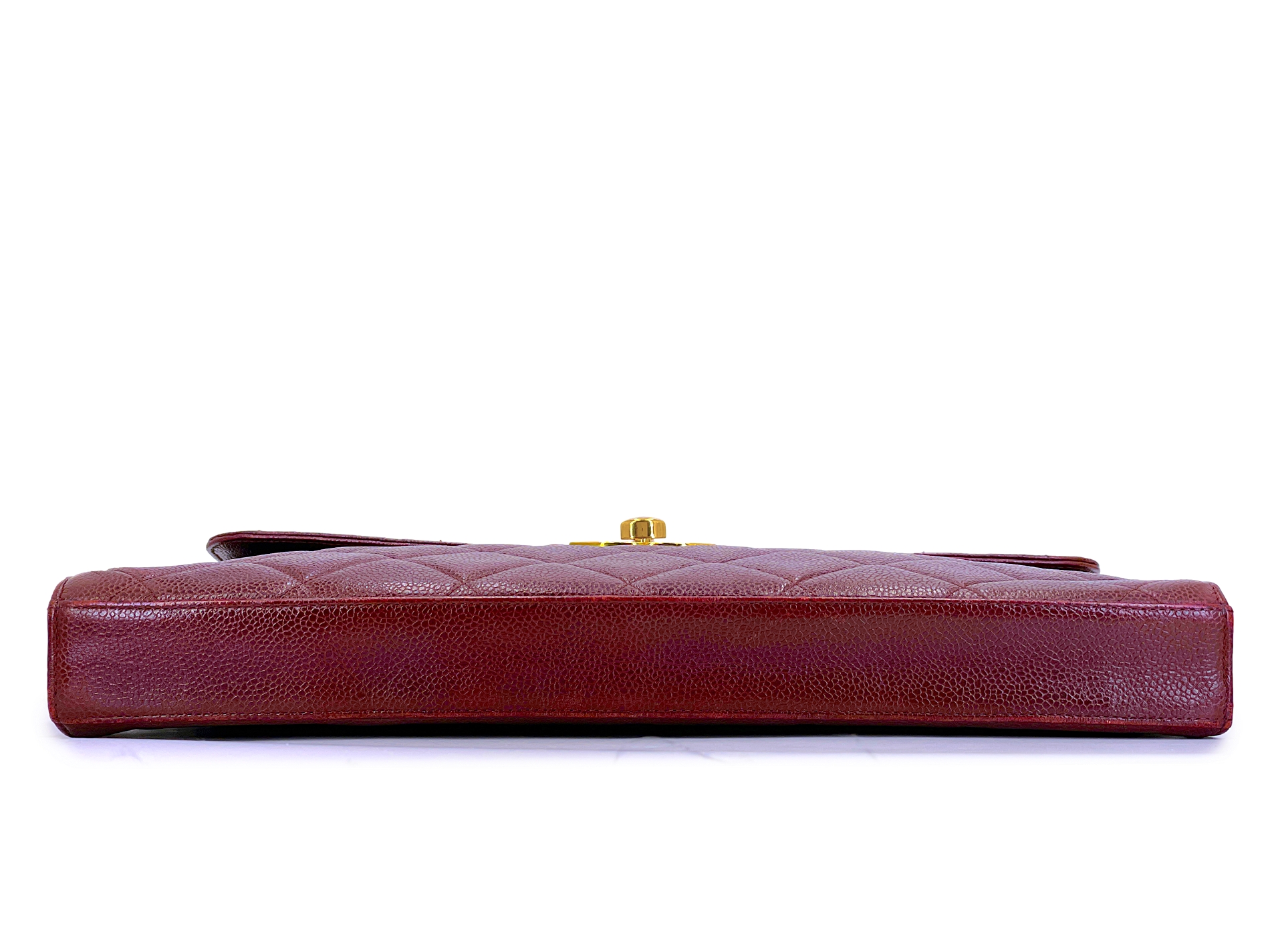 Chanel Vintage Vintage Wine Burgundy Quilted Caviar Briefcase Tote