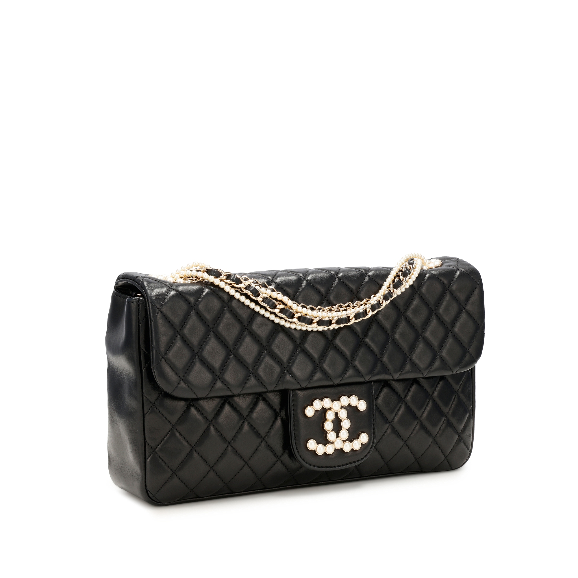CHANEL(๑ت๑)♡様♡おまとめ Chanel Black Quilted Lambskin Westminster Pearl Flap Gold Hardware