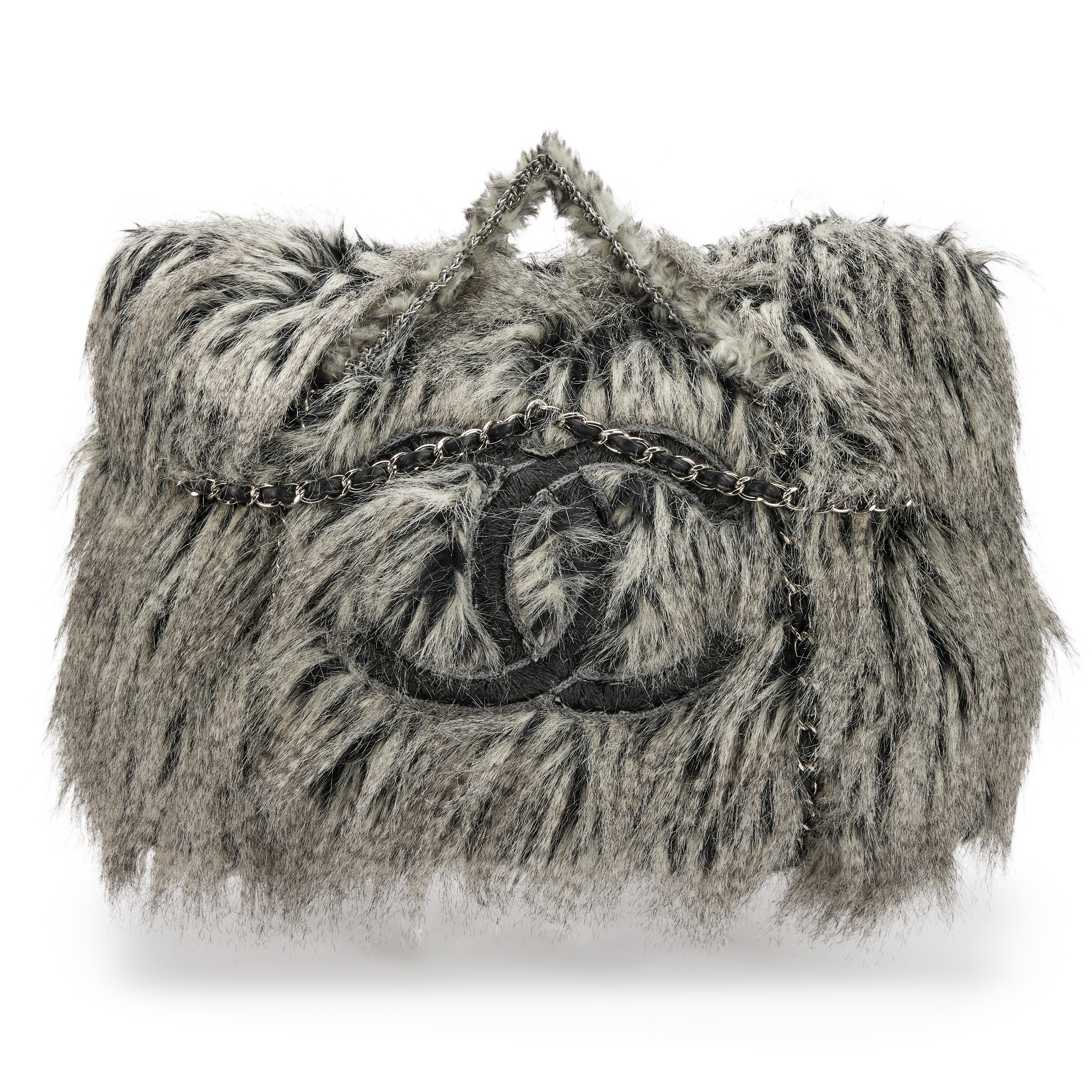 Chanel Grey Faux Fur Arctic Fantasy Tote Silver Hardware, 2010