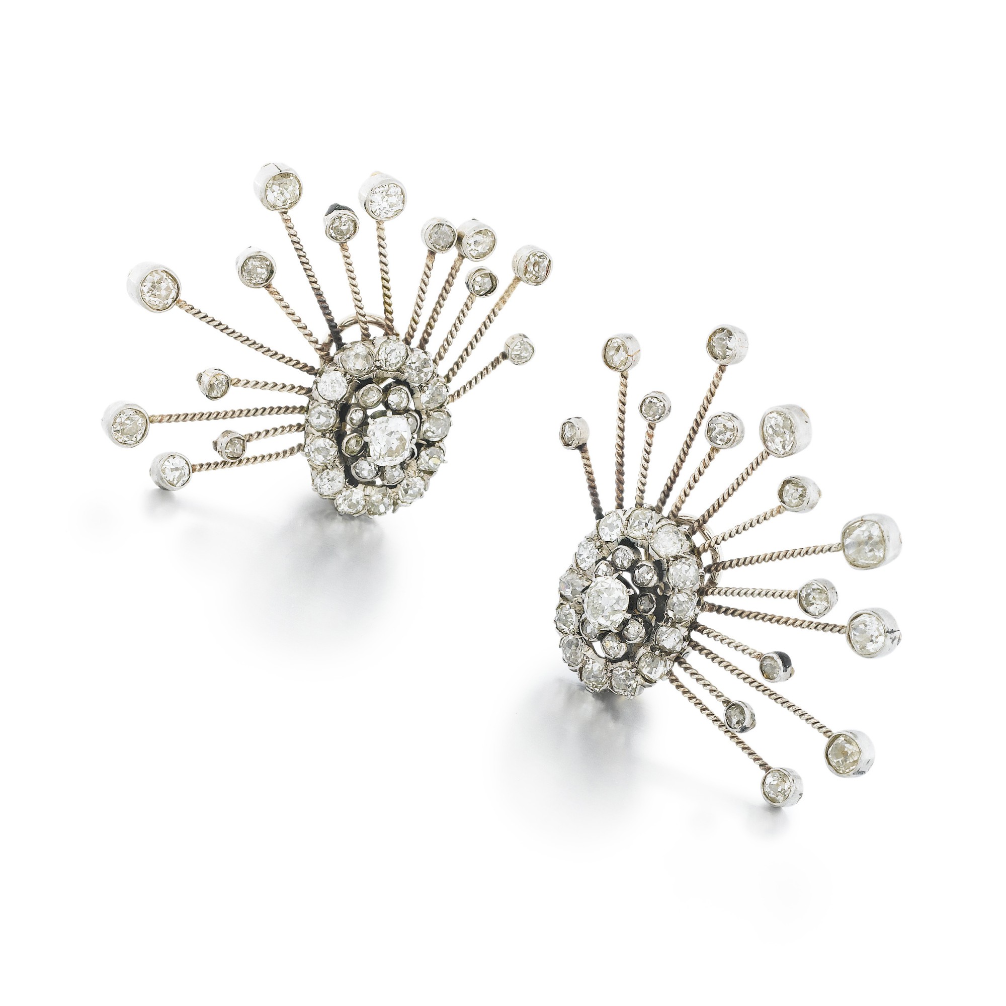 Paire De Clips D'oreilles Moderniste Métal Et Strass Style Line Vautrin - Bijou Vintage | Boucles D'oreilles Clips Rétro