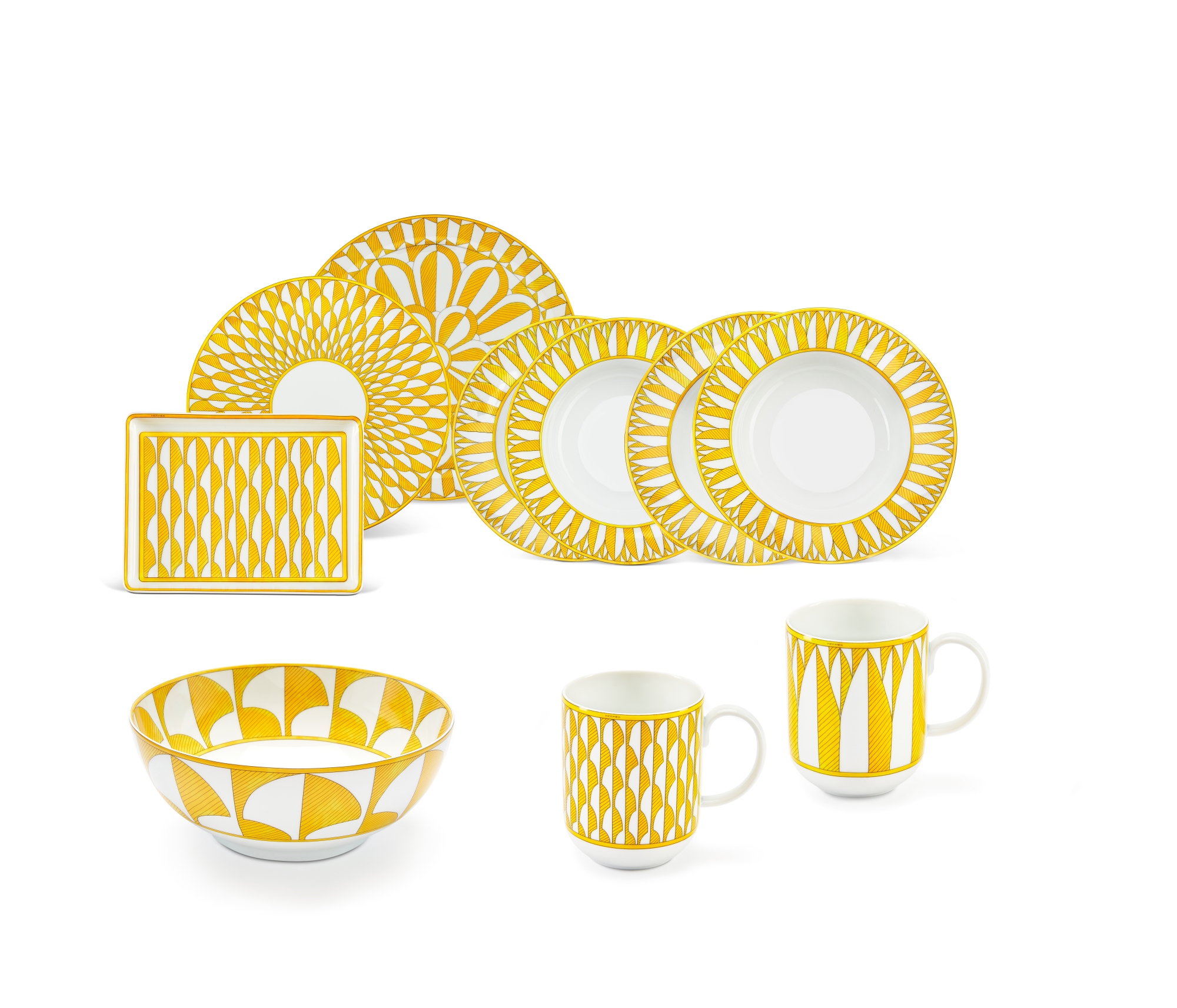 Set of 10 Soleil d'Hermes Porcelain Tableware Set Handbags