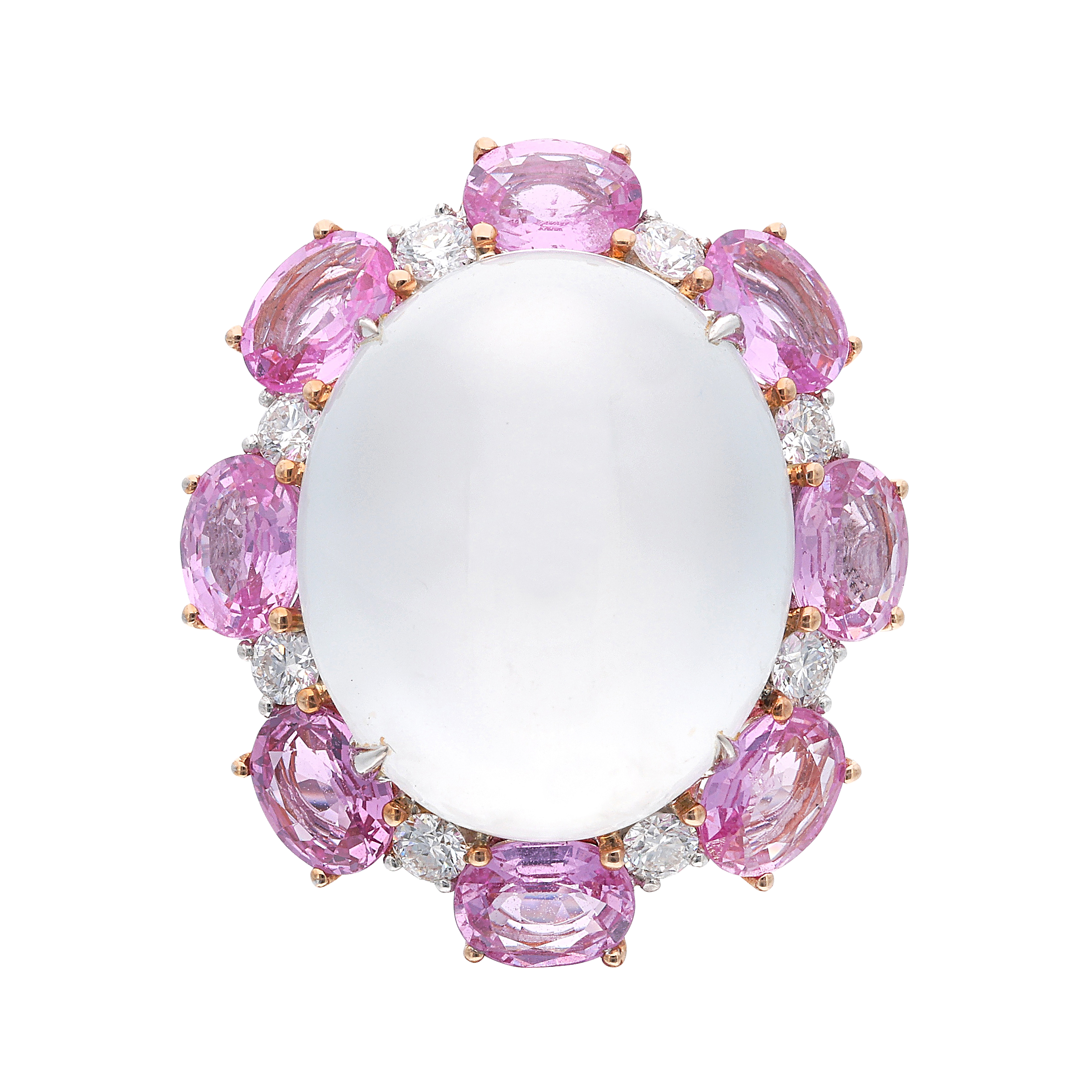 White Gold, Icey Jadeite, Pink Sapphire And Diamond Cocktail