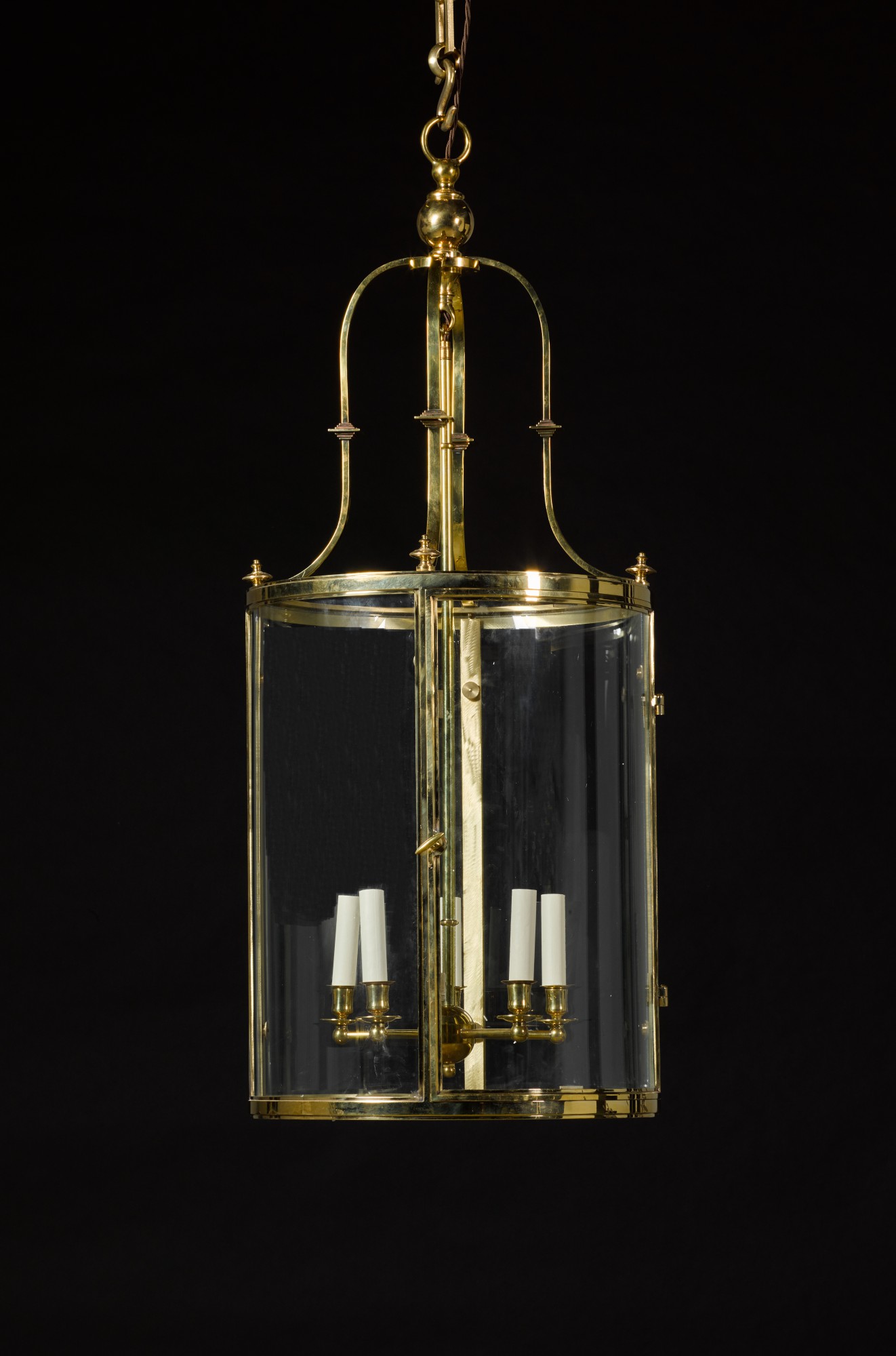 A III STYLE BRASS MOUNTED GLASS 'ATTINGHAM' HANGING LANTERN BY