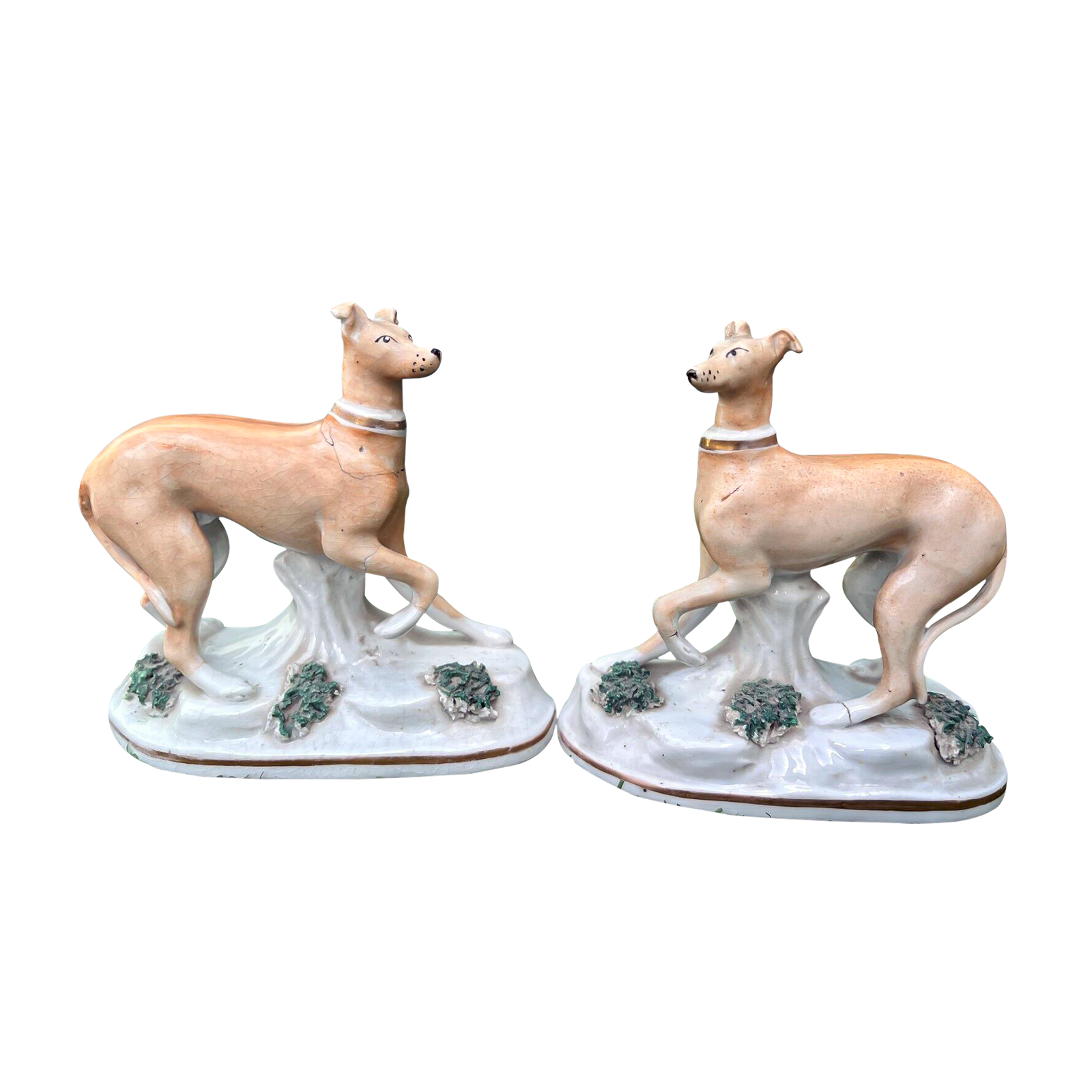 Antique English Victorian Staffordshire Greyhounds Available For