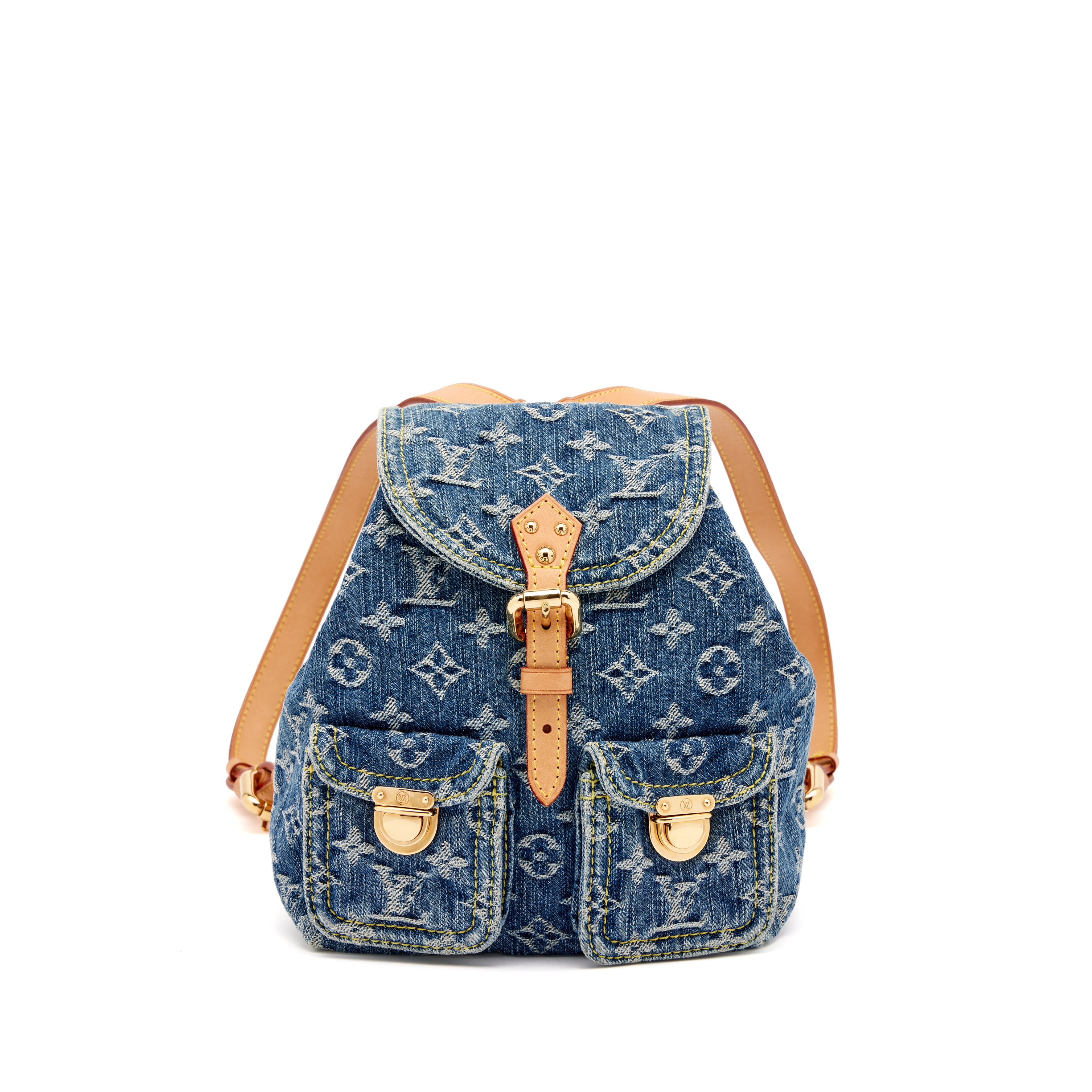 Louis Vuitton Blue Denim Monogram Backpack with Tan Leather Accents Louis Vuitton Denim Venice Backpack Blue 1548933 – FASHIONPHILE main image 2