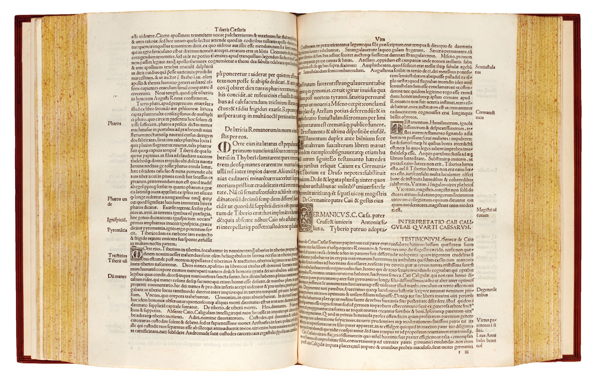 Suetonius, Vita XII Caesarum, Milan, 1494, modern stamped calf