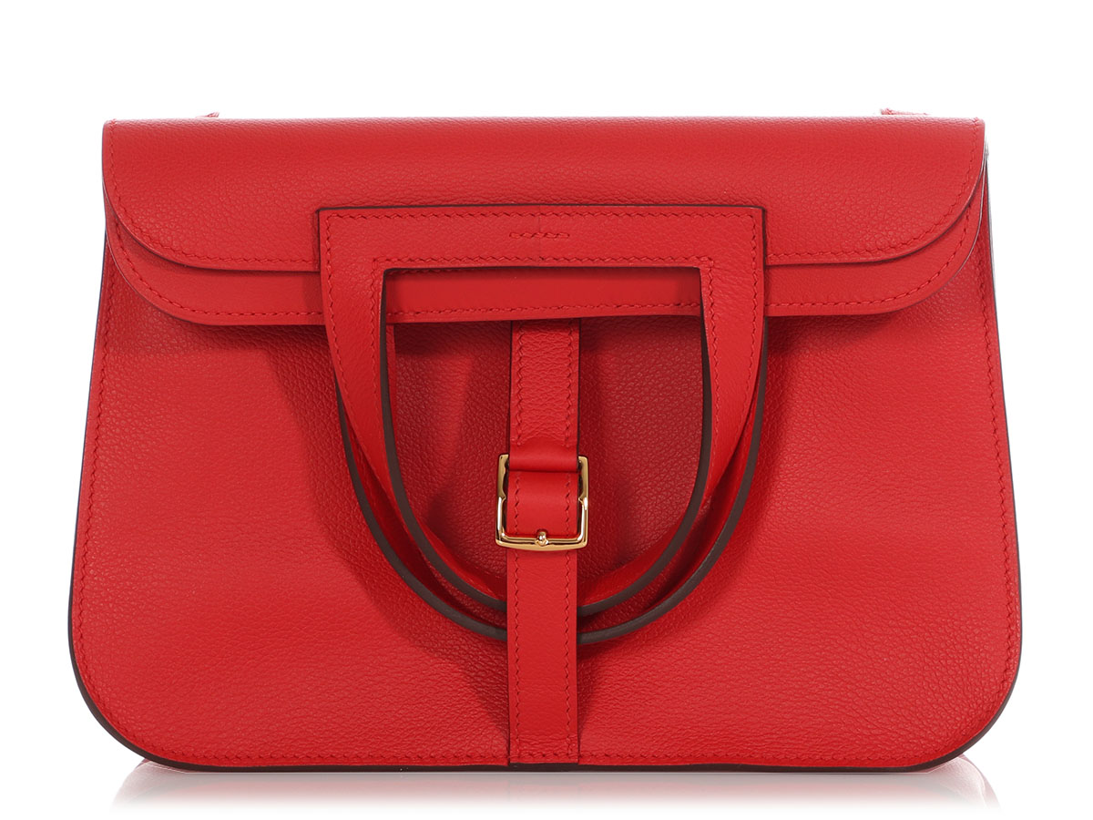 HERMES シュヴァル Hermès Rouge De Coeur Evercolor Halzan 25 Gold Hardware, 2023