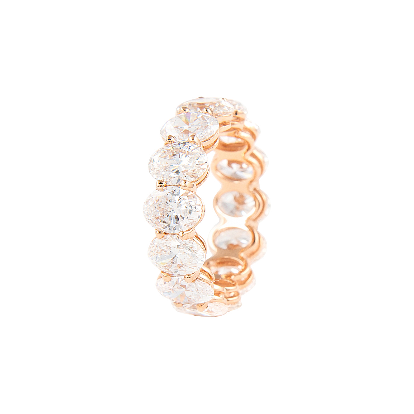 Rose Gold And 7.05ctw Oval Cut Diamond Eternity Band Ring