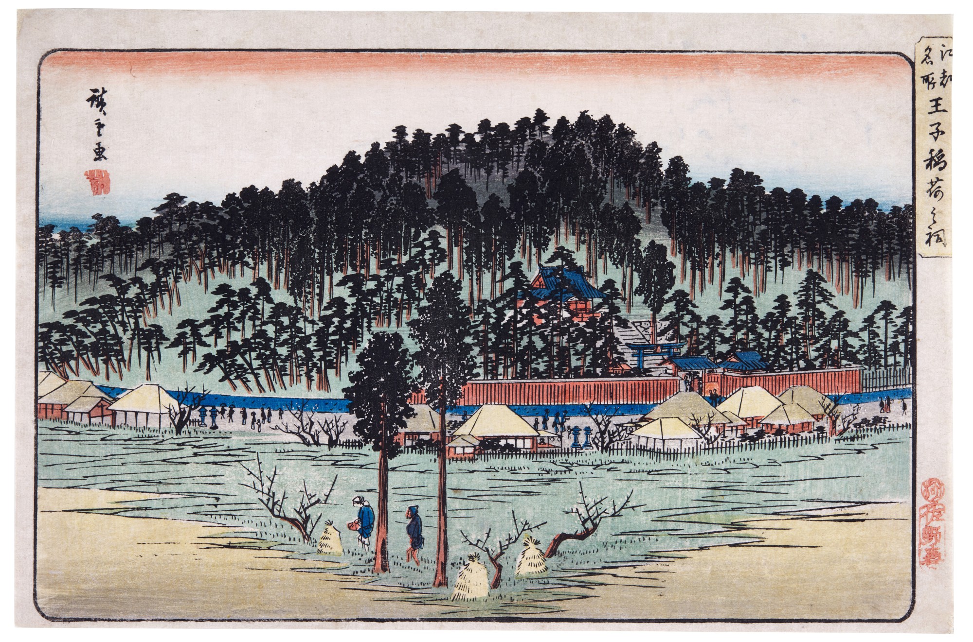 Utagawa Hiroshige Inari Shrine Oji Large Wall Art Print 18X24 In 