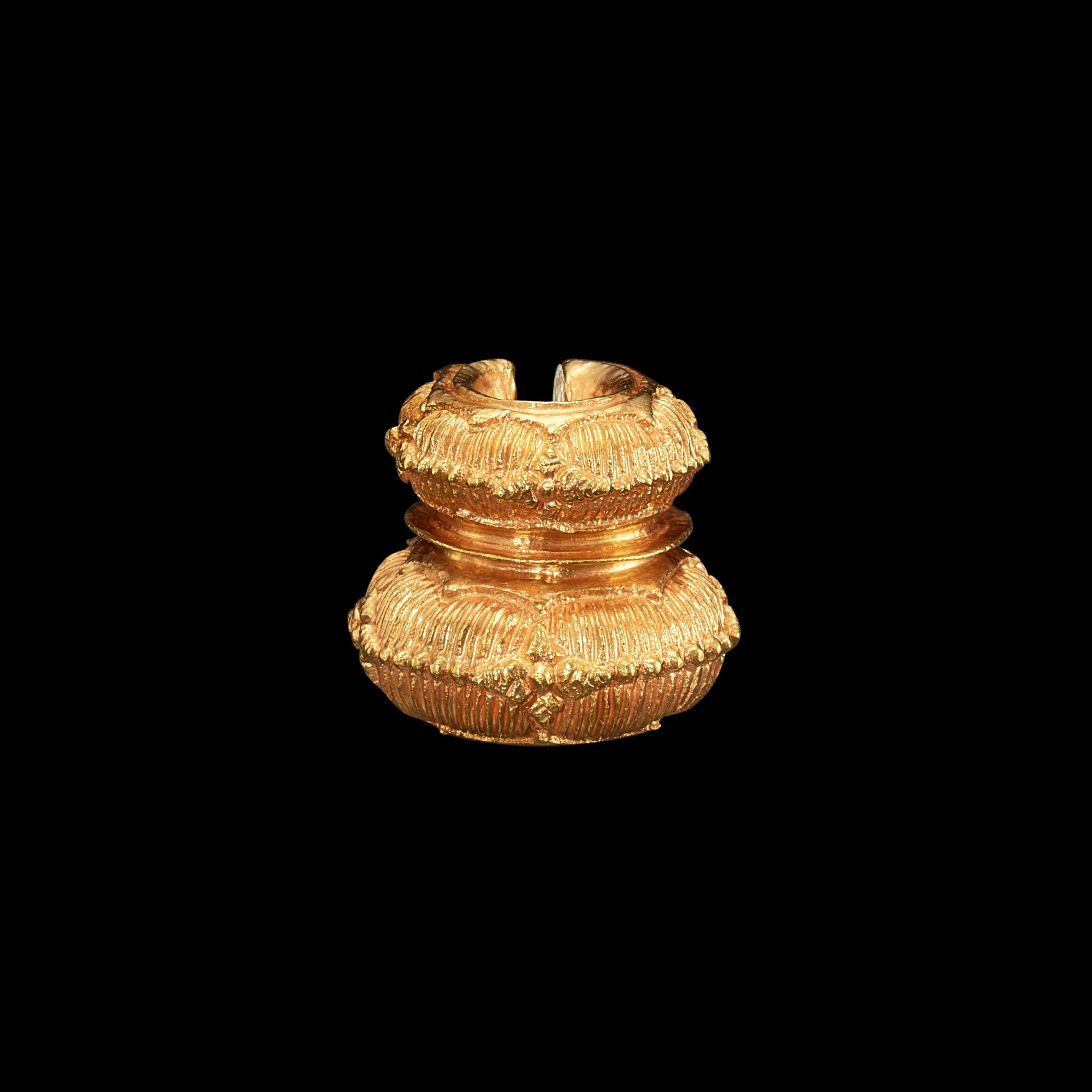 A solid gold cord fastener with chiseled decoration Java, Indonesia ...