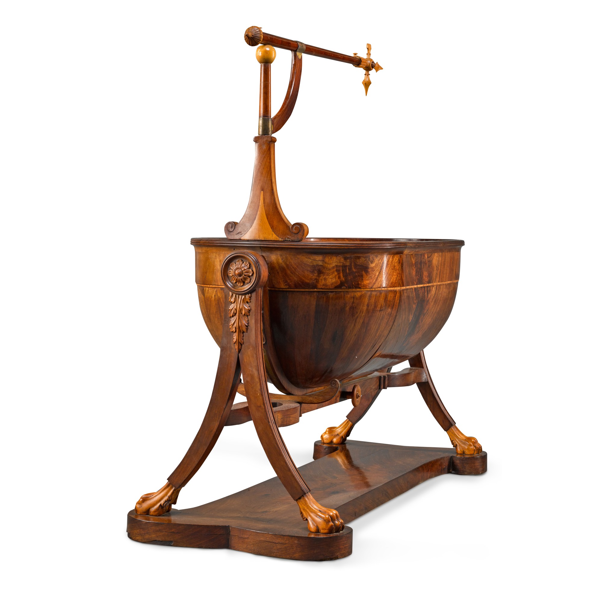 A Spanish carved mahogany cradle, early 19th century Royal & Noble