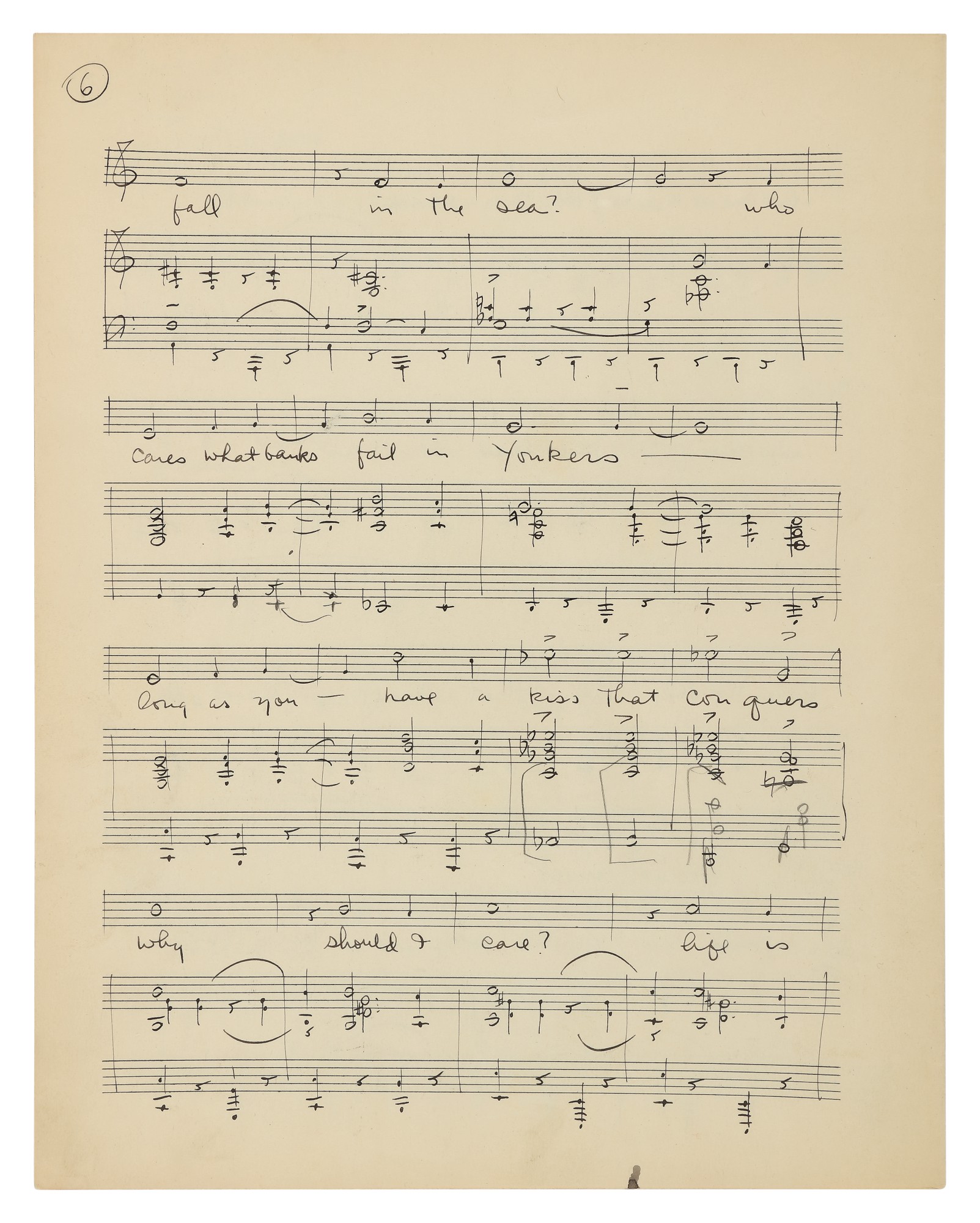Autograph music manuscript of George and Ira Gershwin's "Who Cares ...