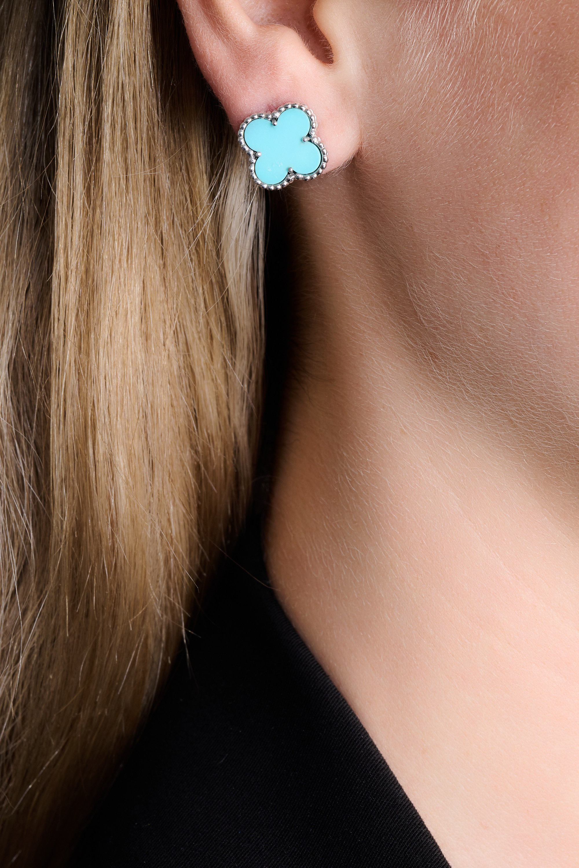 Van Cleef & Arpels White Gold And Turquoise Vintage Alhambra