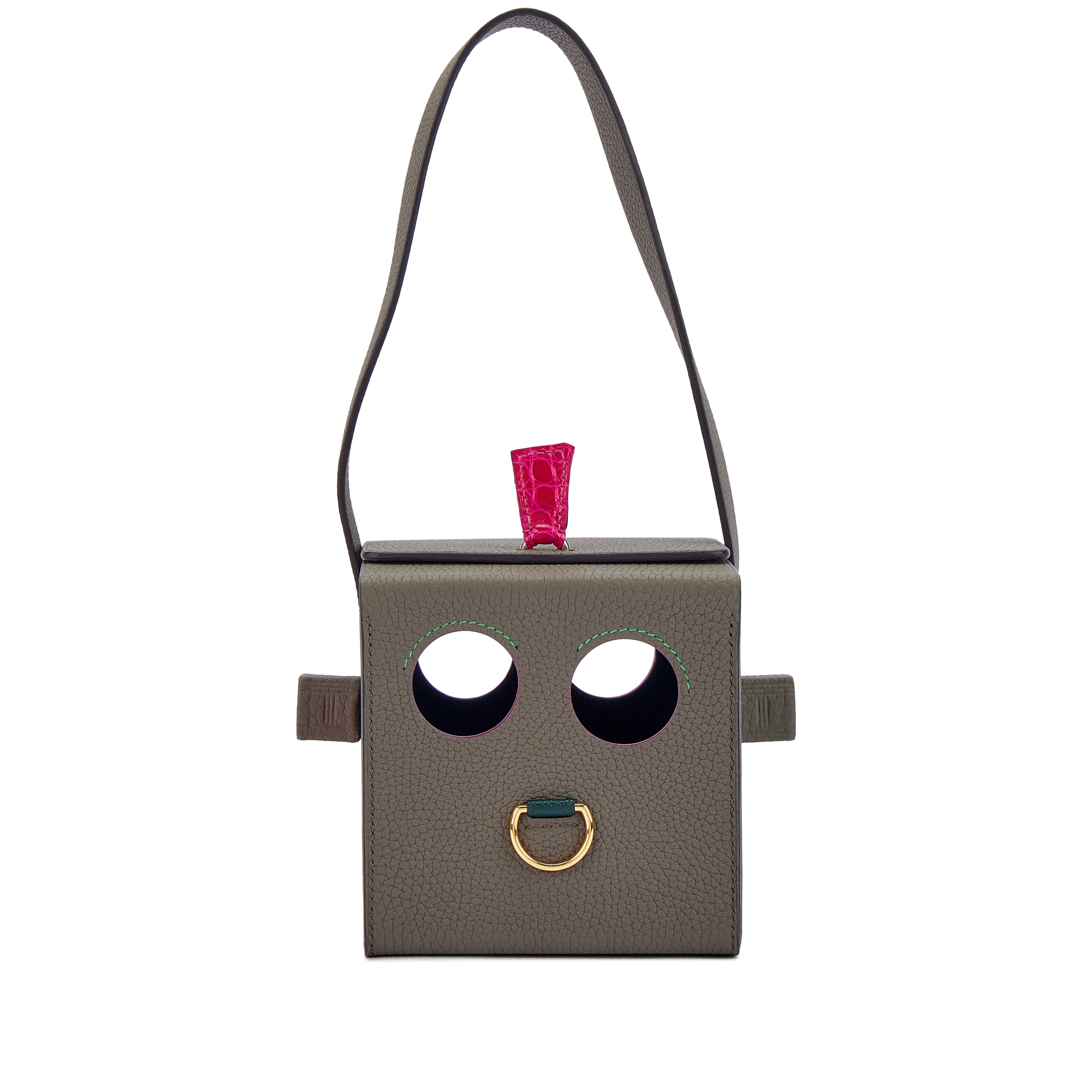 ＊tata＊ HERMES Hermès Etain Togo, Vert Cypres Chèvre, Rose Mexico And