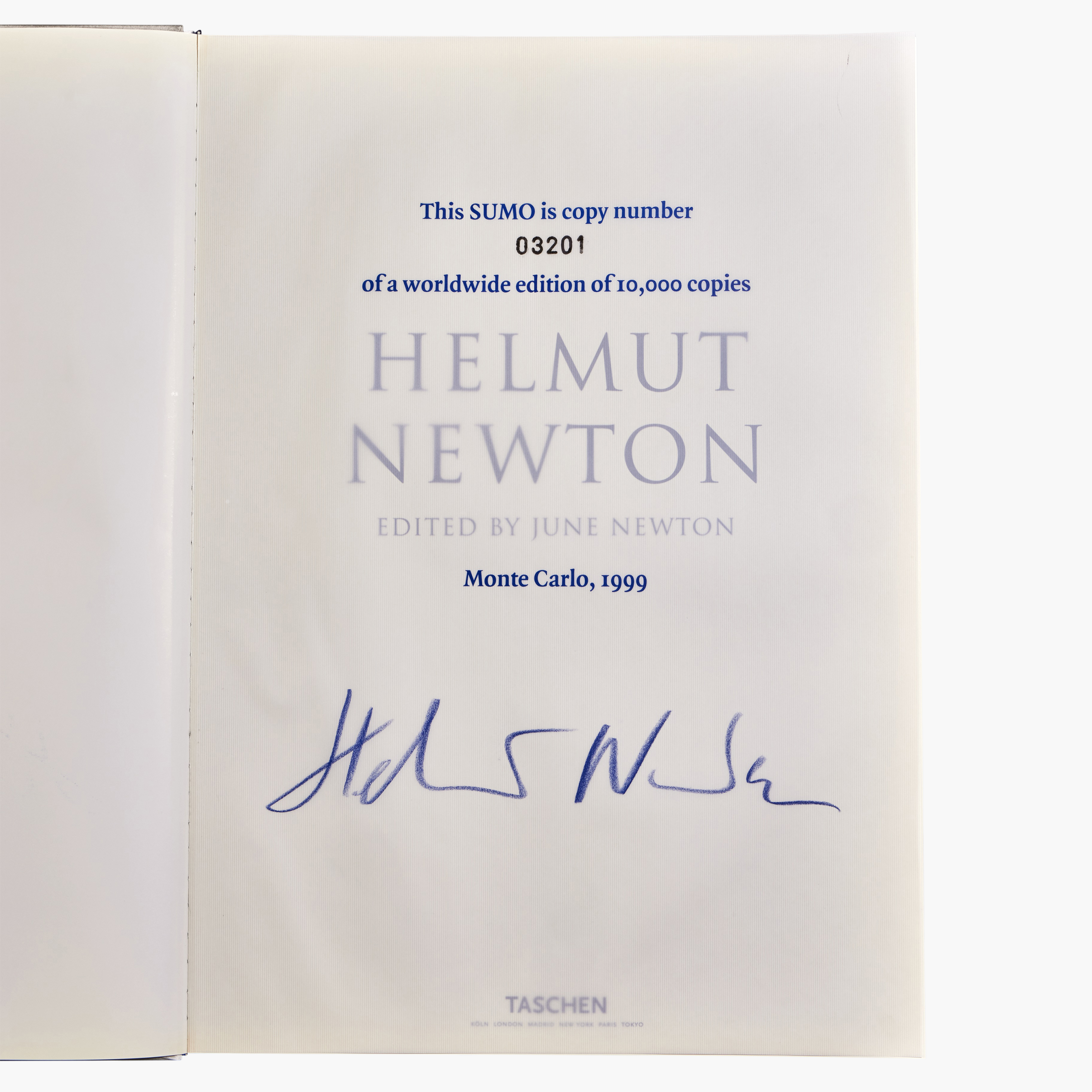 TASCHEN 1999-2000 (TASCHEN冊子） Helmut Newton, TASCHEN Vintage Helmut Newton SUMO Edition Signed