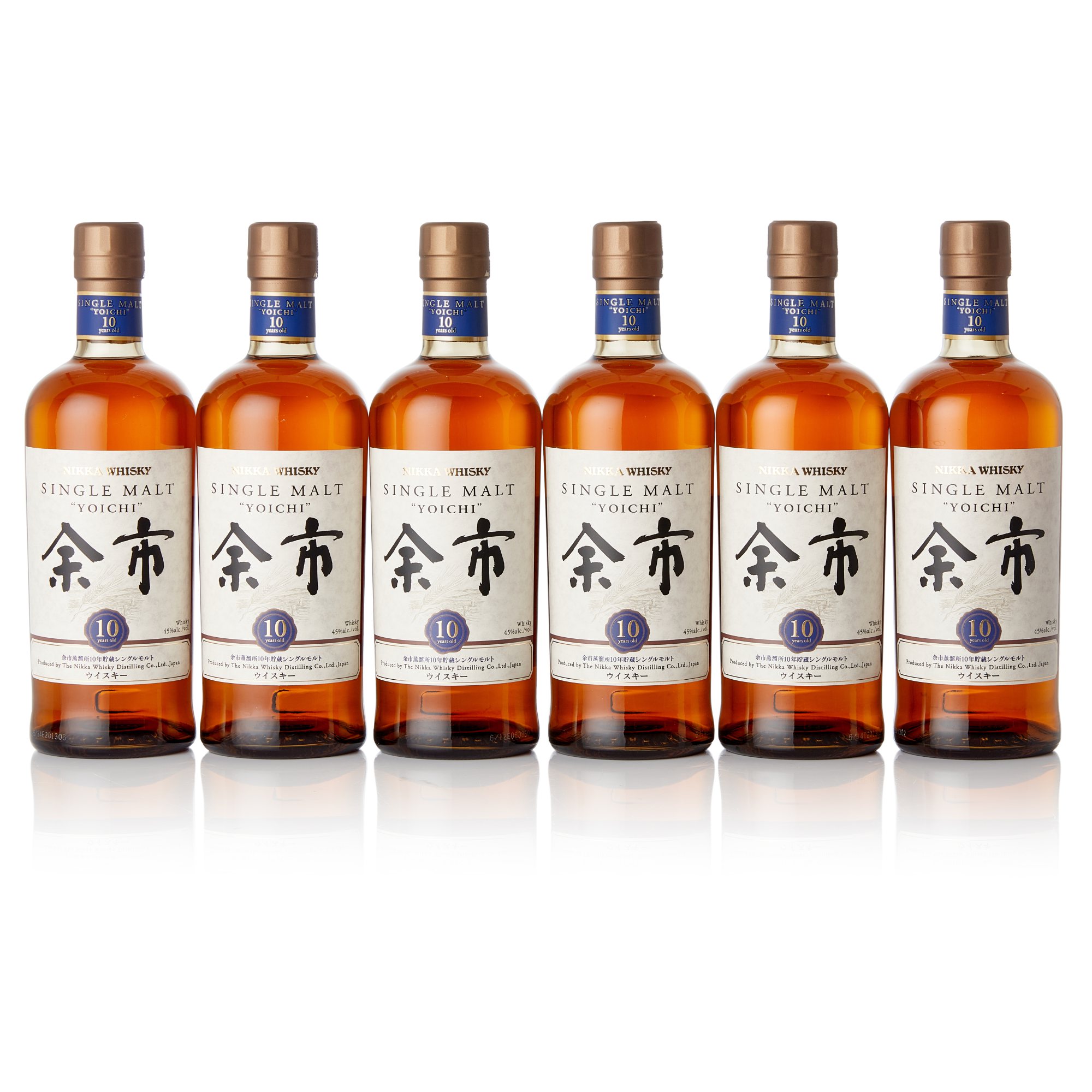 余市 Nikka Yoichi 10 Year Old Single Malt Whisky 45.0 abv NV (6 BT70 ...