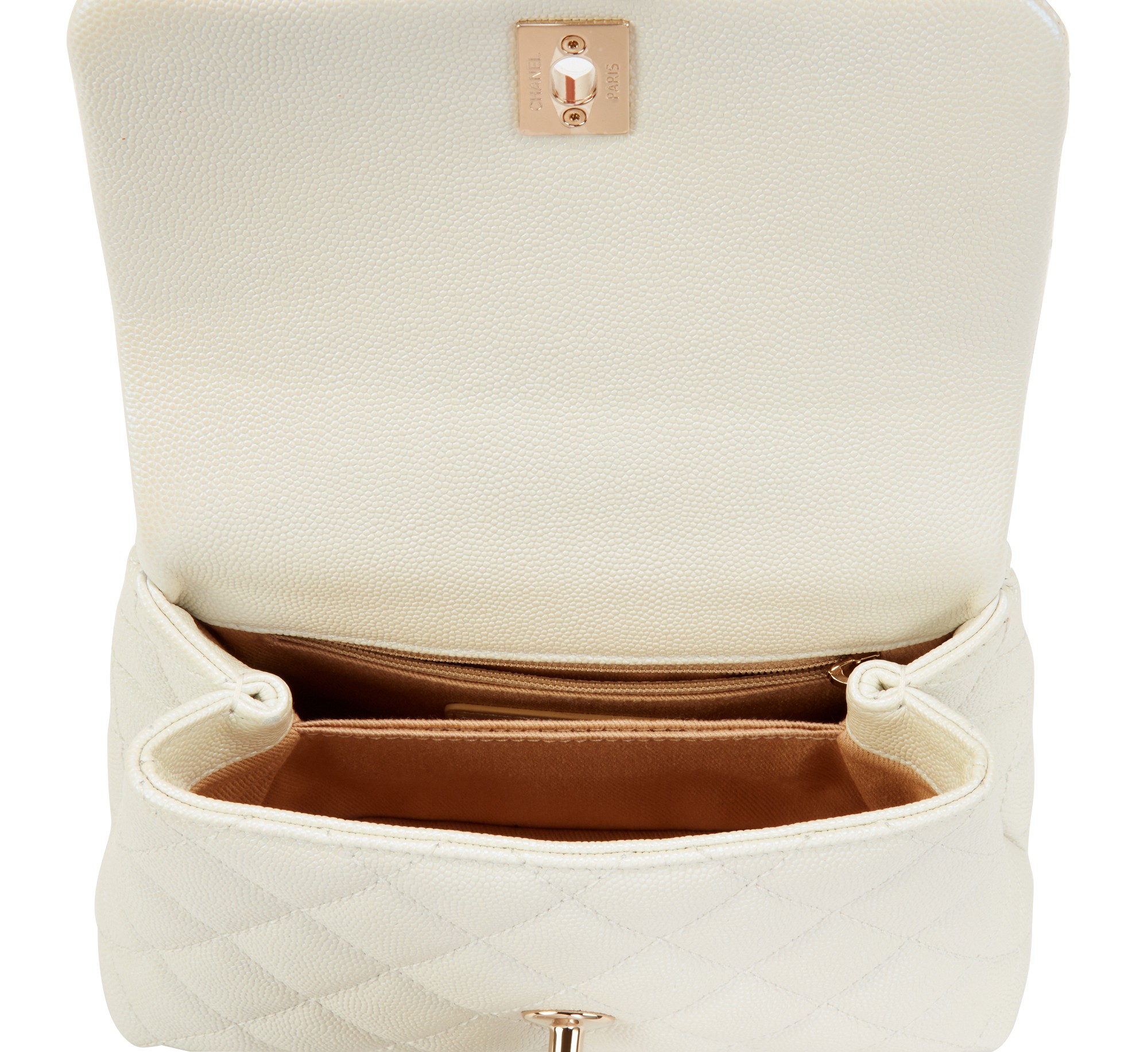 Chanel White Iridescent Quilted Grained Calfskin Extra Mini Flap