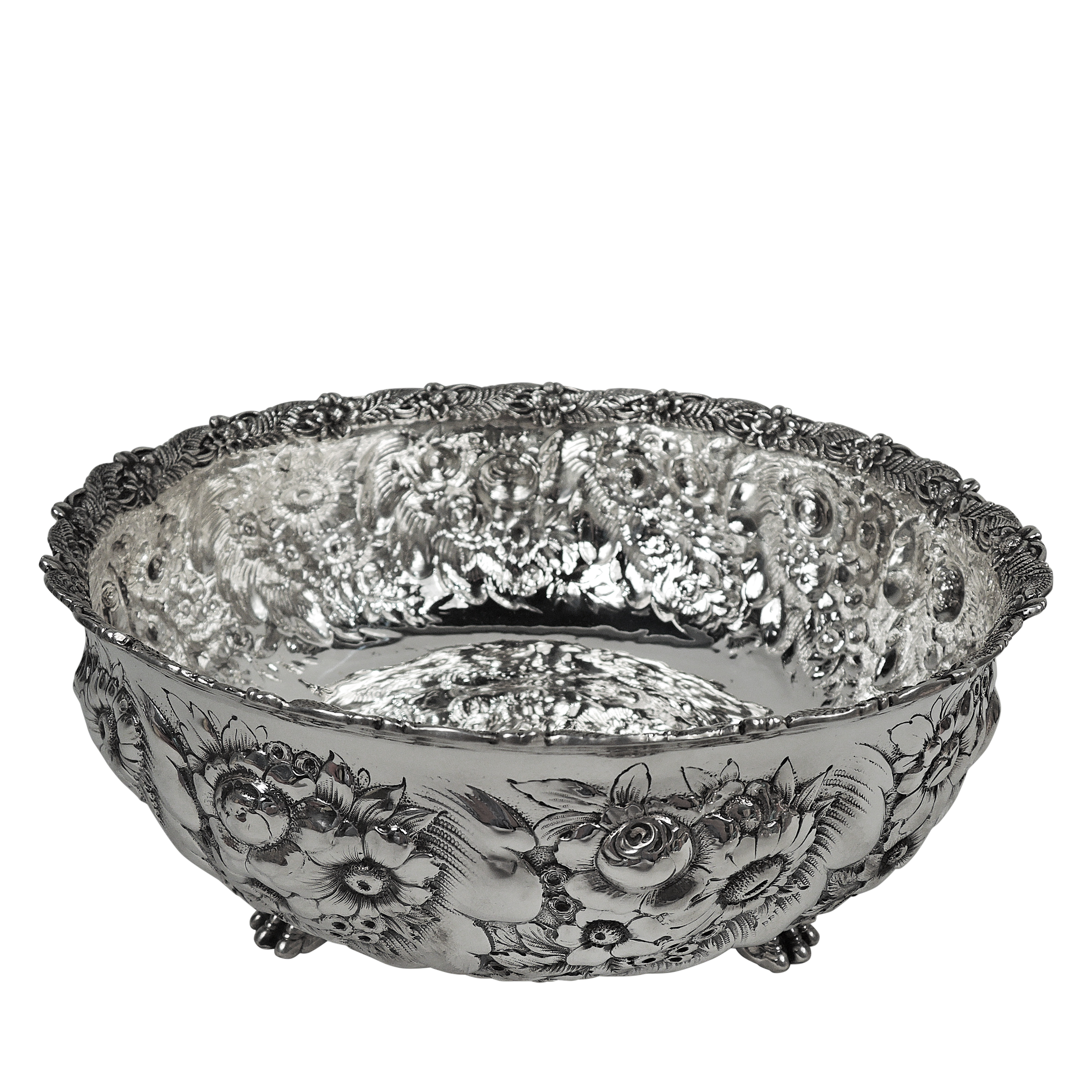 Tiffany & Co. Antique American Victorian Repousee Silver Bowl
