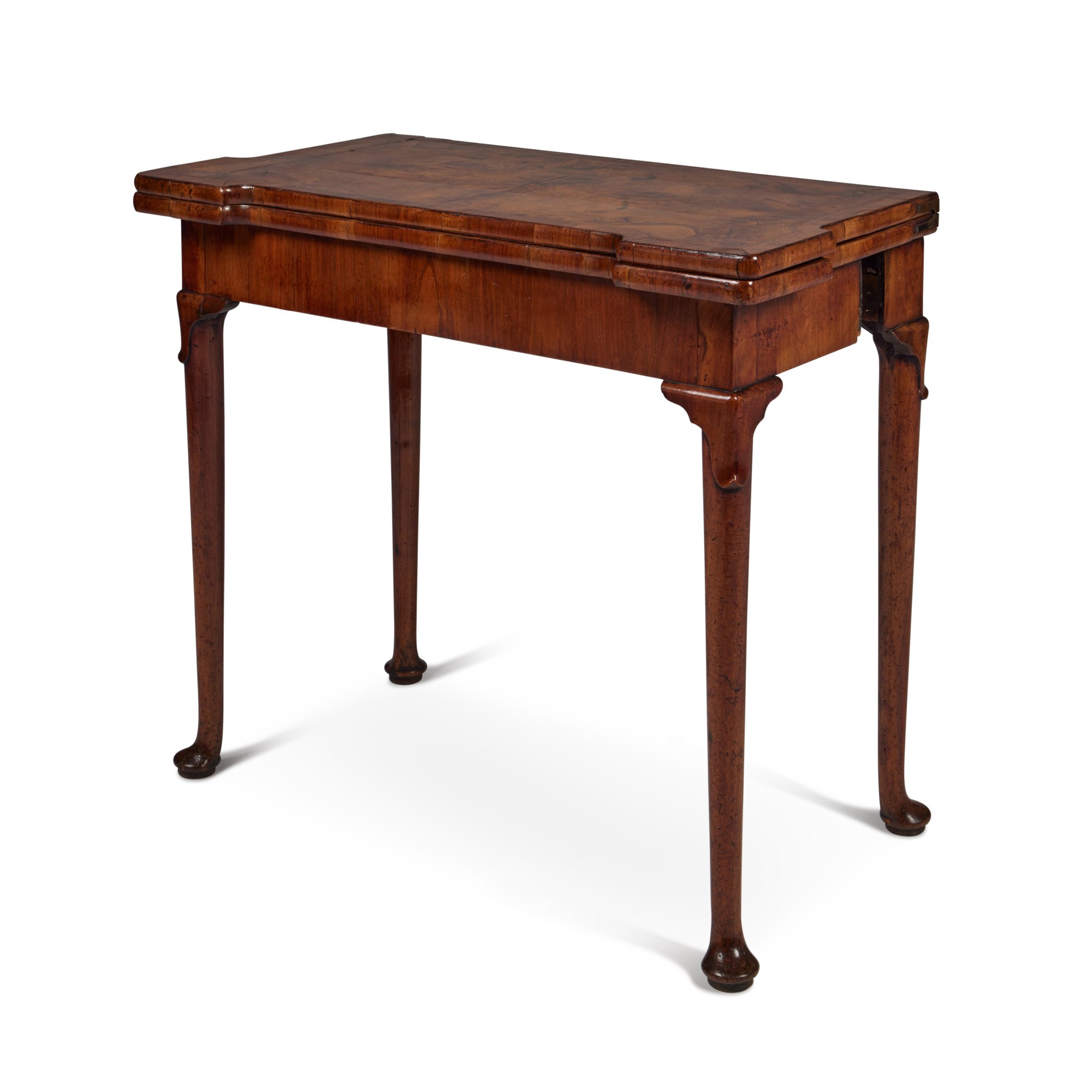 A Queen Anne Walnut Concertina Action Card Table, Circa 1710 Design