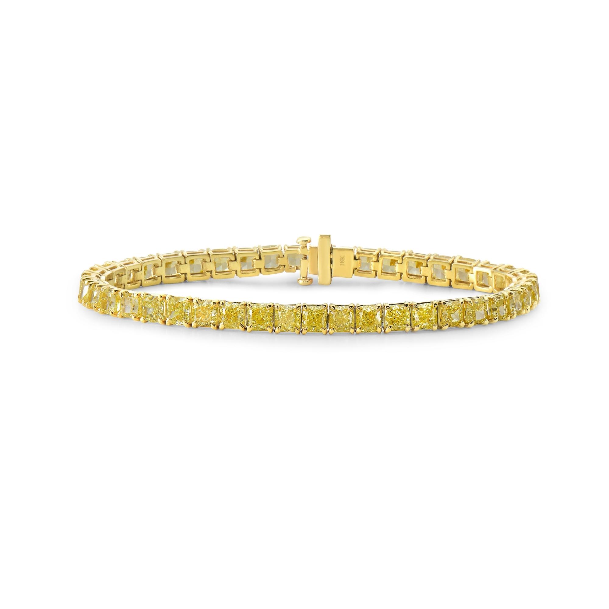 Gold And 16.10ct Yellow Diamond Tennis Bracelet Available For Immediate
