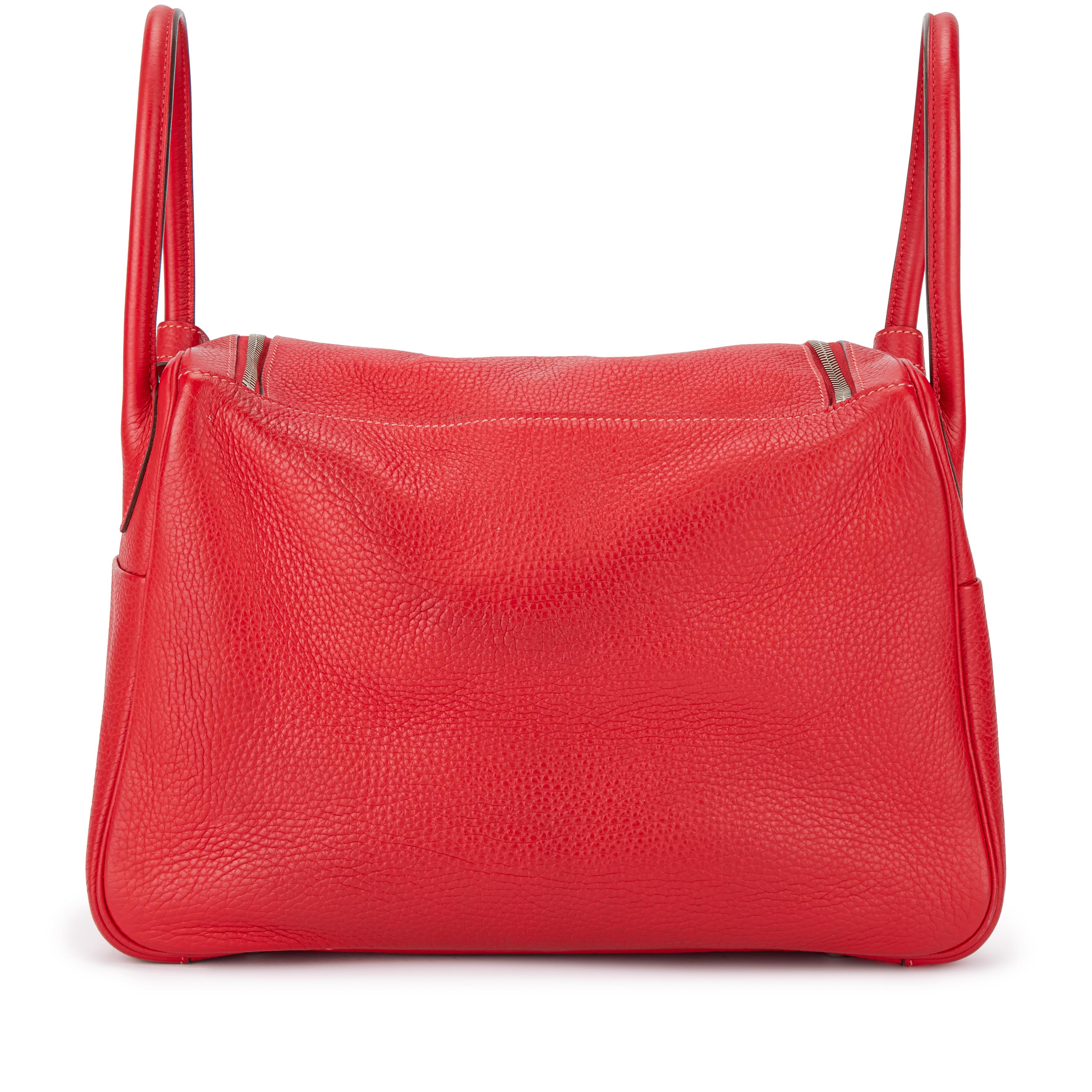 Hermès Rouge Casaque And Rose Jaipur Clemence Lindy 34 Palladium